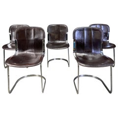 Chaises de salle à manger vintage par Willy Rizzo pour Cidue, ensemble de 5, 1970