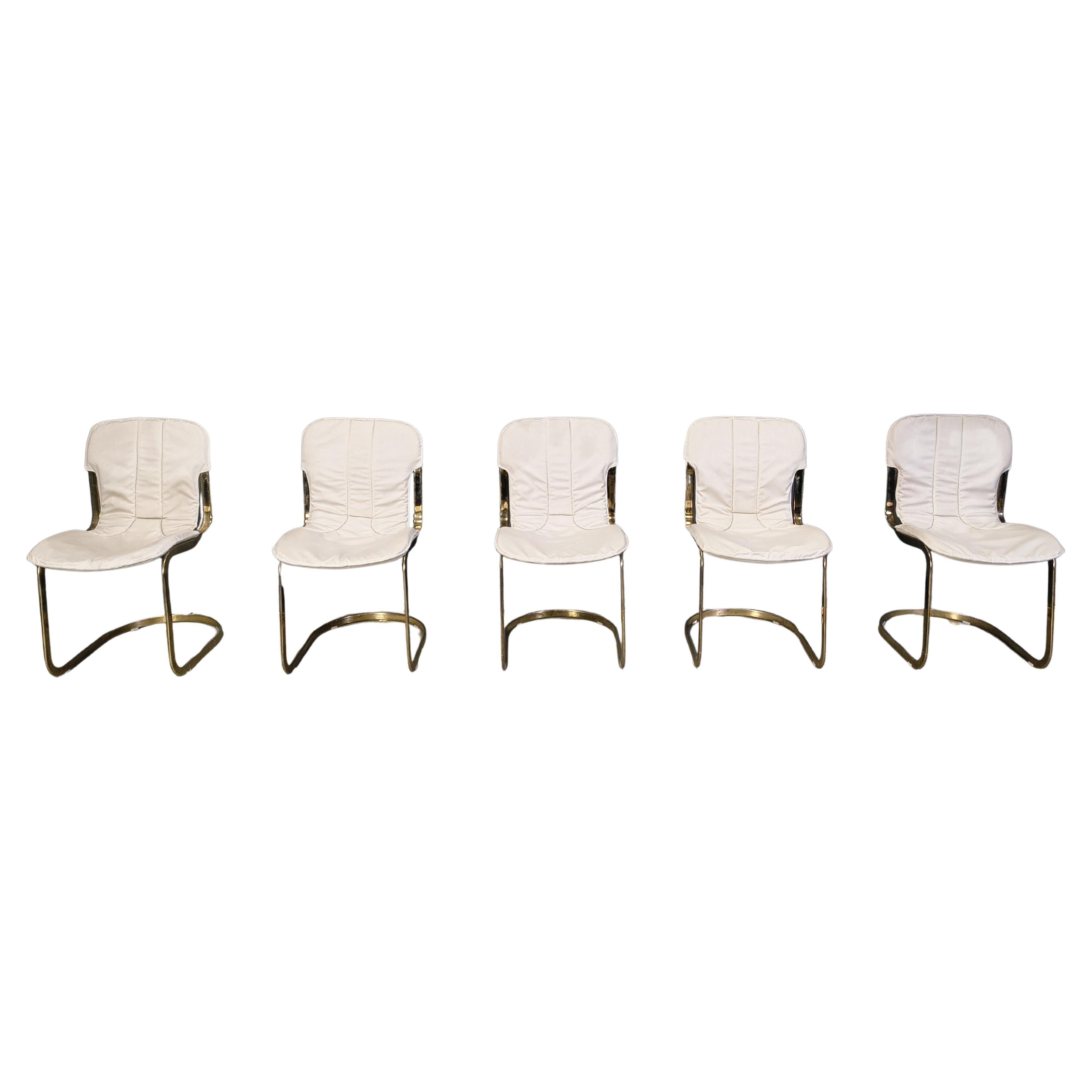 Vintage Esszimmerstühle von Willy Rizzo für Cidue 5er Set, 1970er Jahre
