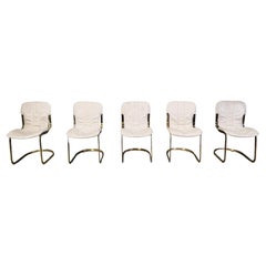 Vintage dining chairs by Willy Rizzo for cidue set of 5, 1970s