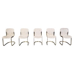 Vintage dining chairs by Willy Rizzo for cidue set of 5, 1970s