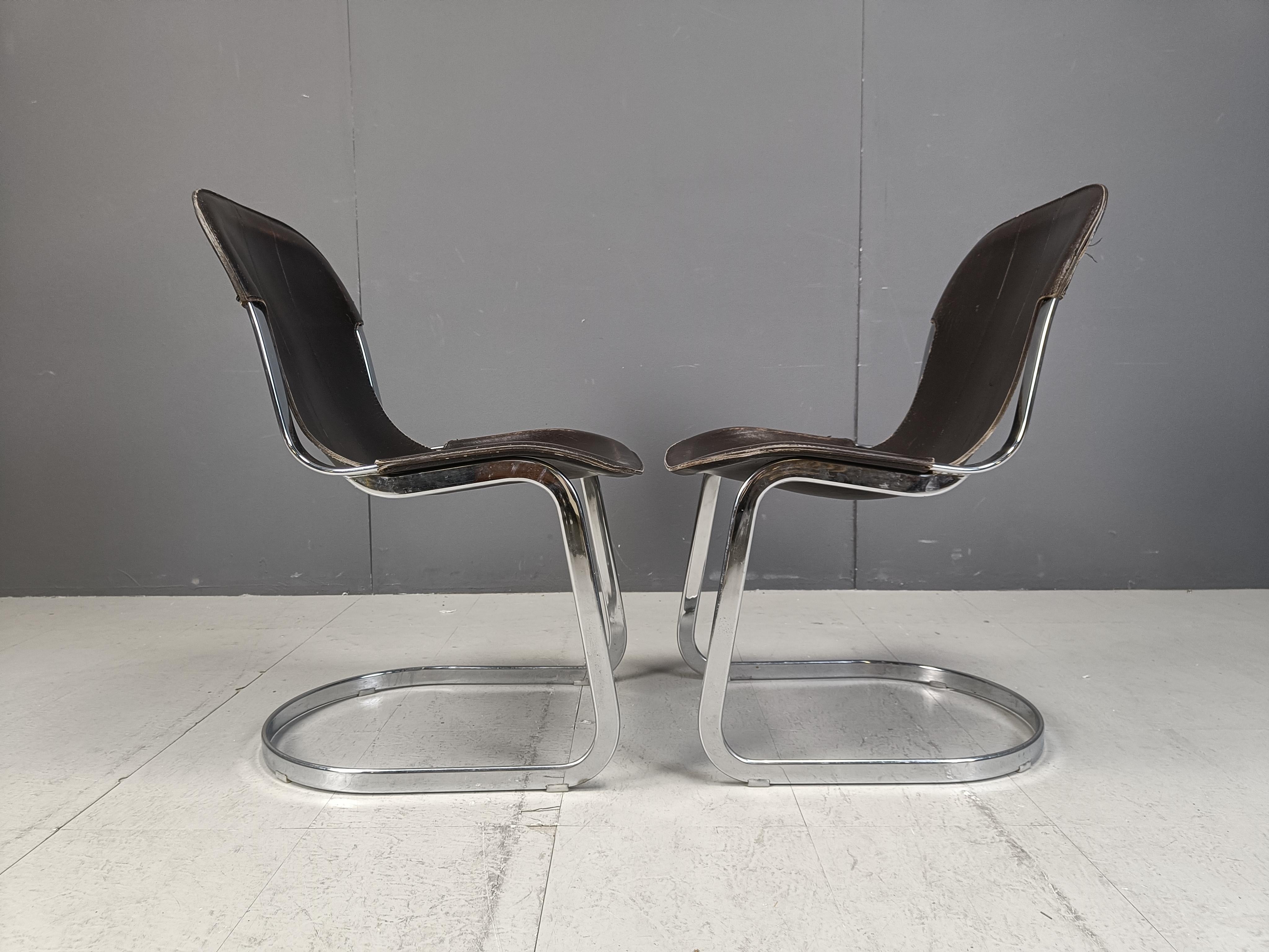 Vintage dining chairs by Willy Rizzo for cidue set of 6, 1970s 3