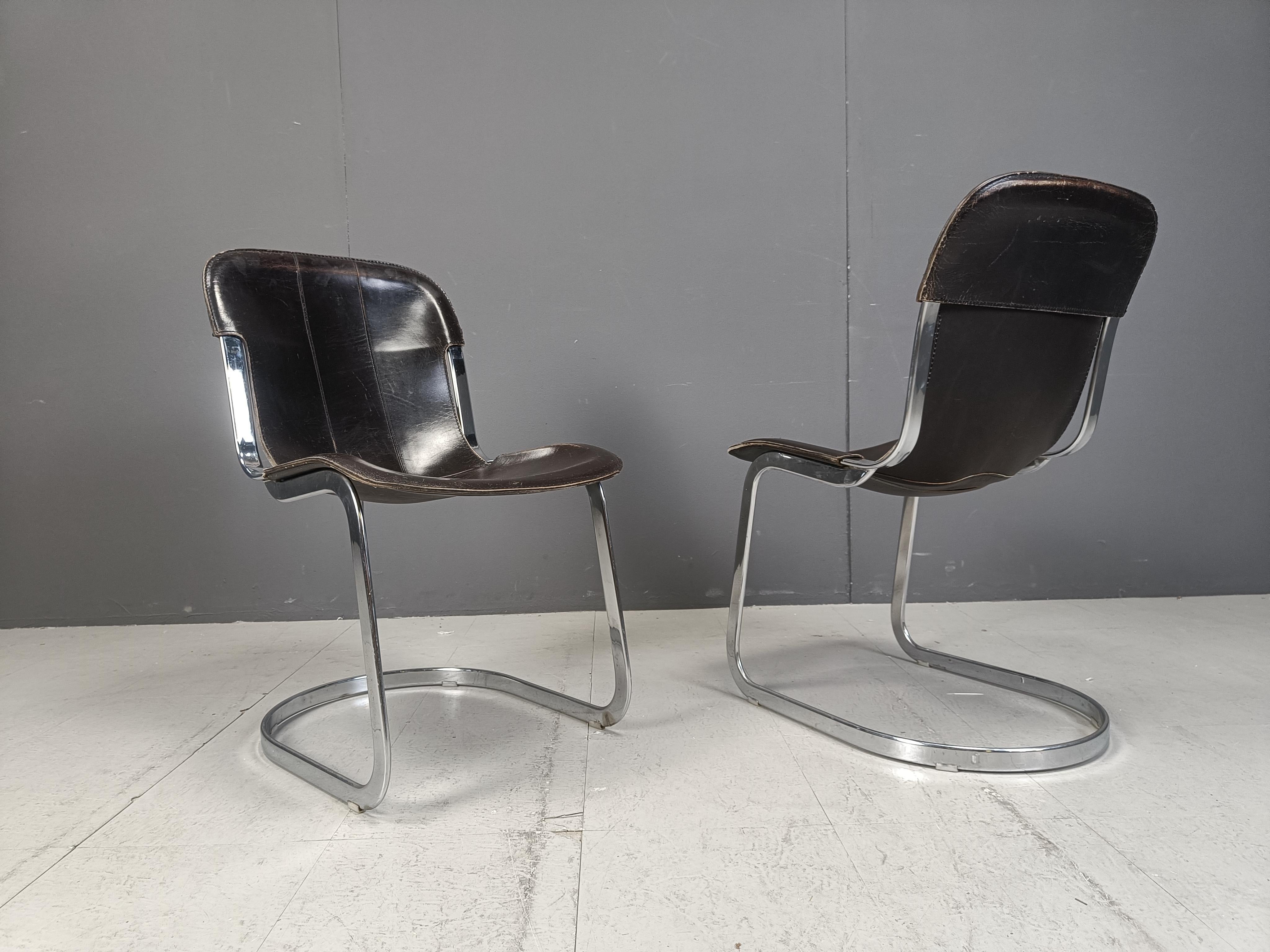 Vintage dining chairs by Willy Rizzo for cidue set of 6, 1970s 4