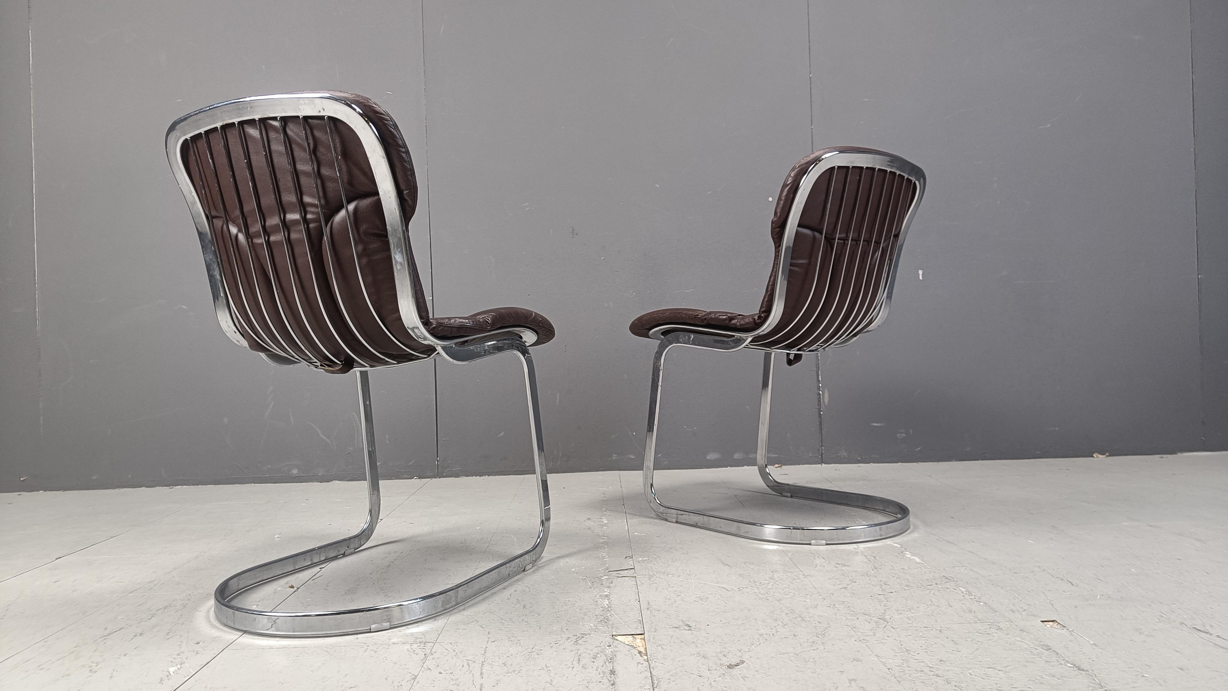 Mid-Century Modern Vintage dining chairs by Willy Rizzo for cidue set of 6, 1970s
