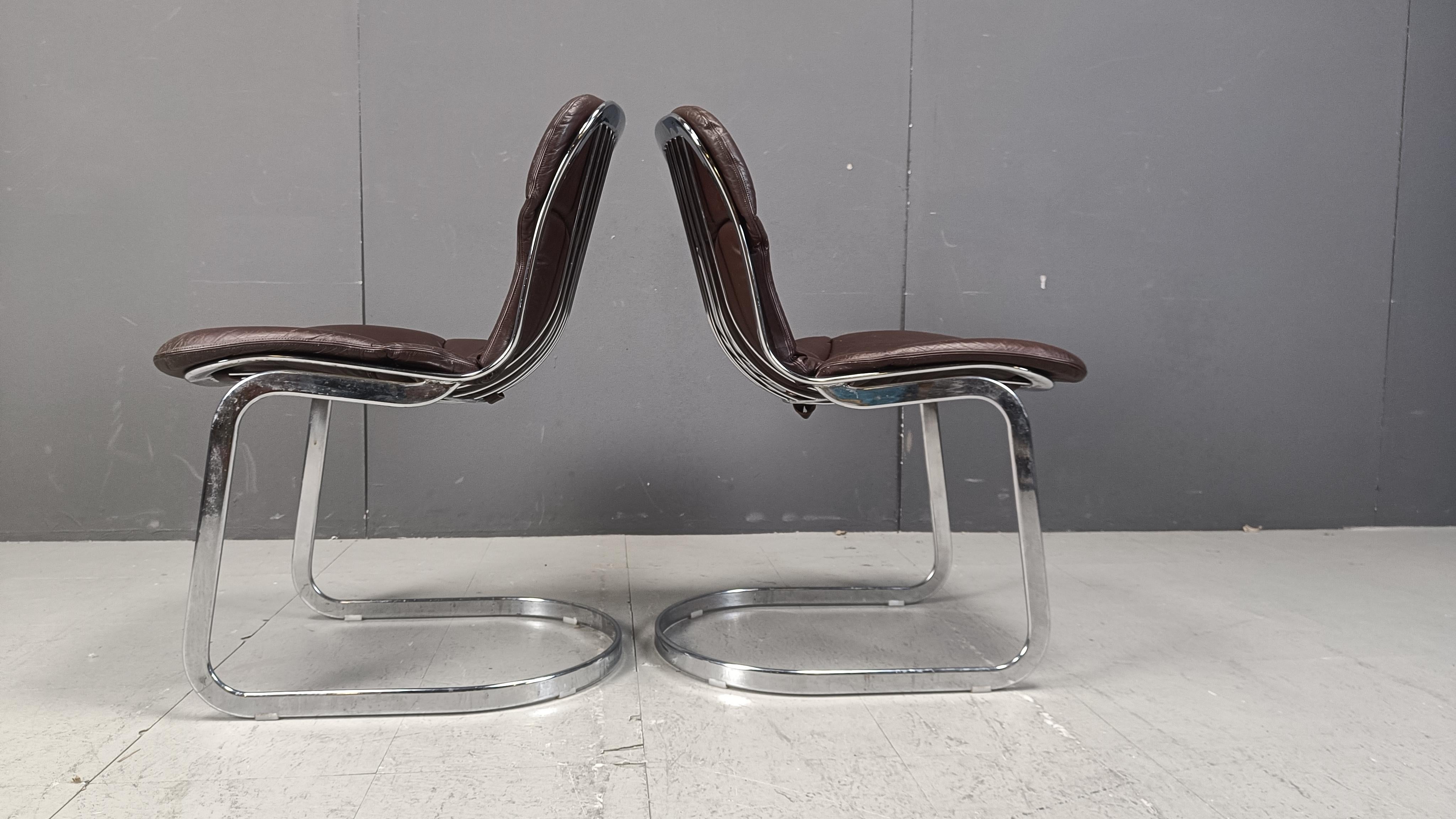 Italian Vintage dining chairs by Willy Rizzo for cidue set of 6, 1970s