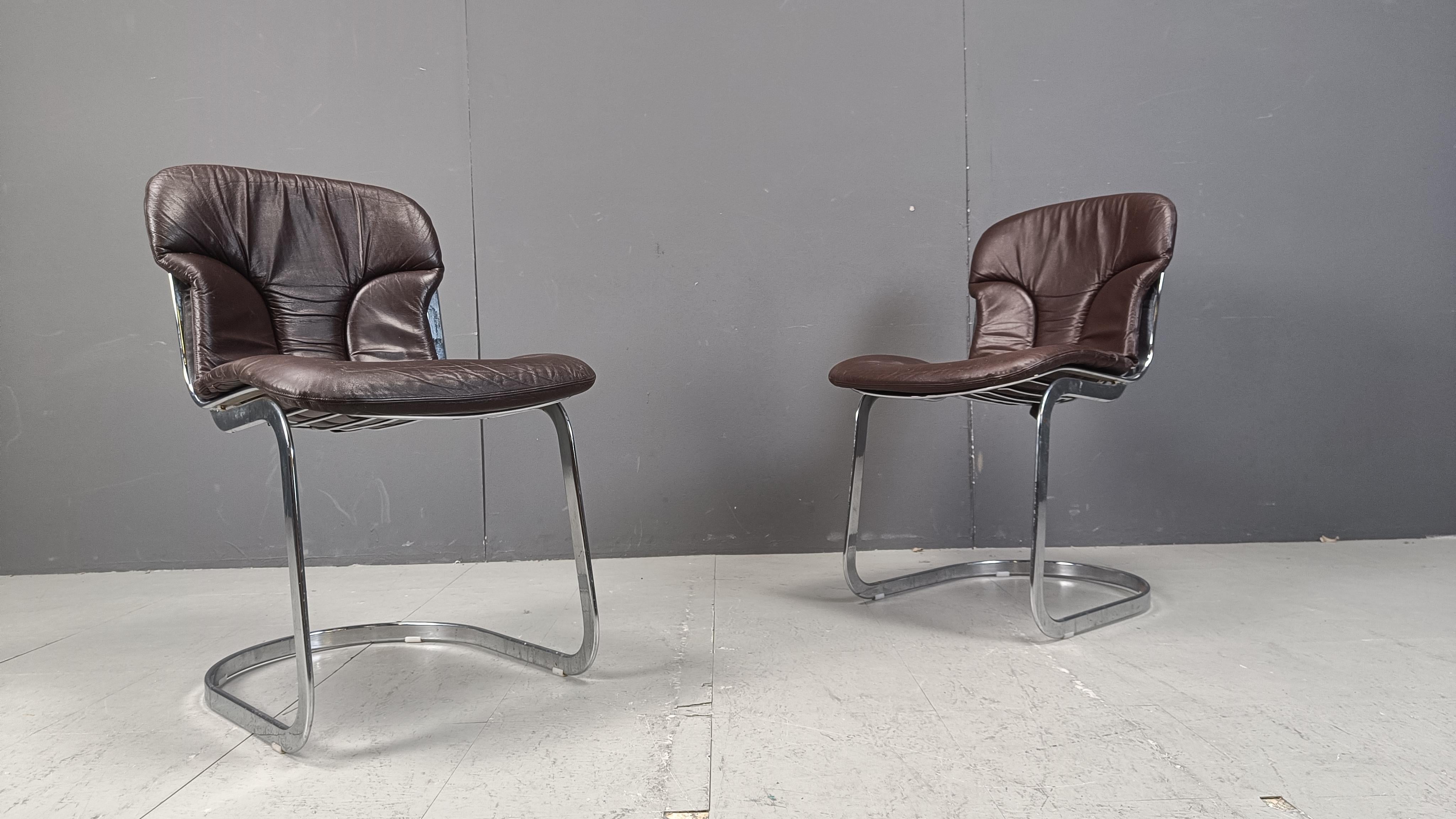 Vintage dining chairs by Willy Rizzo for cidue set of 6, 1970s In Good Condition In Leuven, Vlaams Gewest