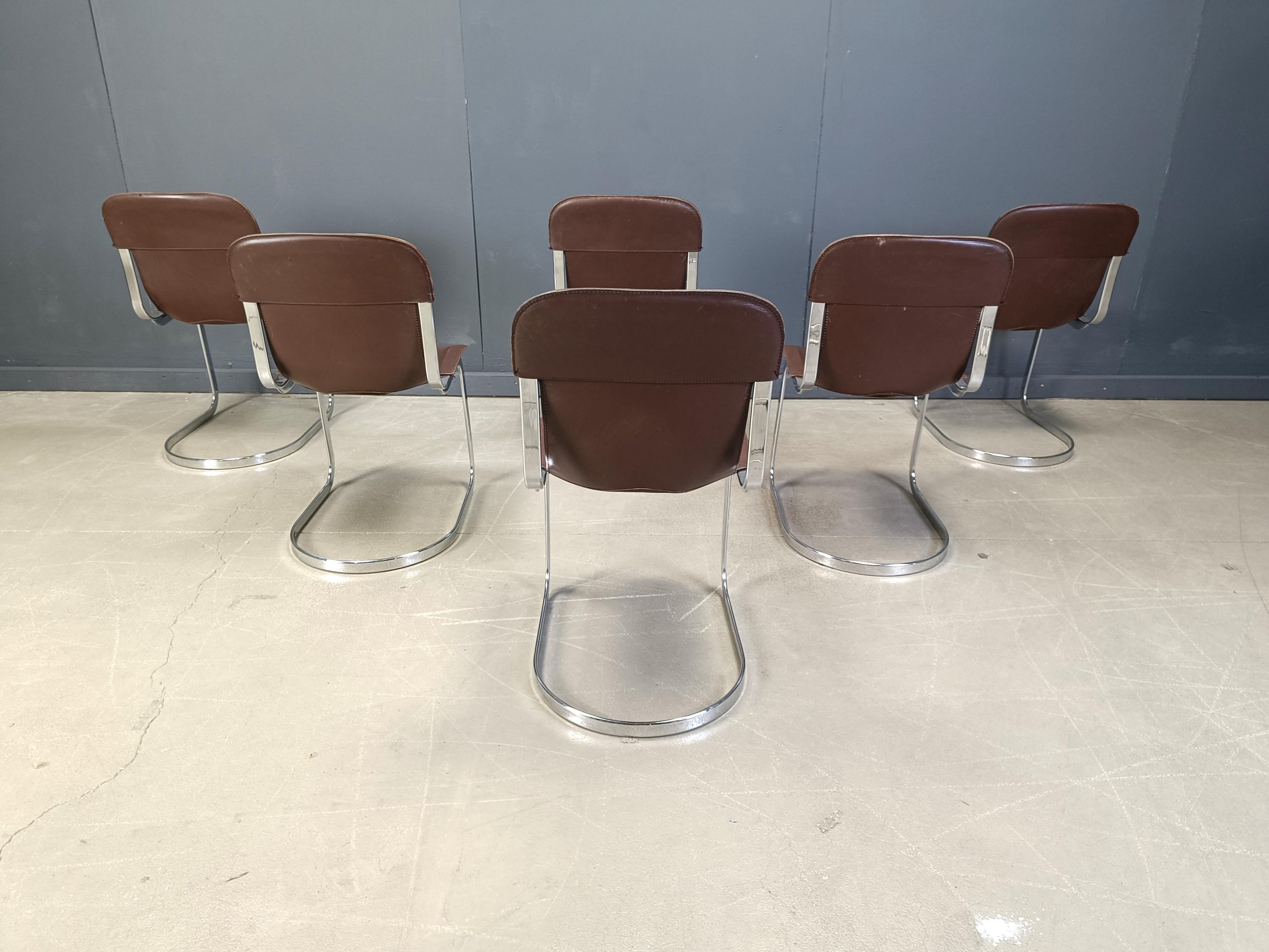 Vintage dining chairs by Willy Rizzo for cidue set of 6, 1970s In Good Condition For Sale In Leuven, Vlaams Gewest
