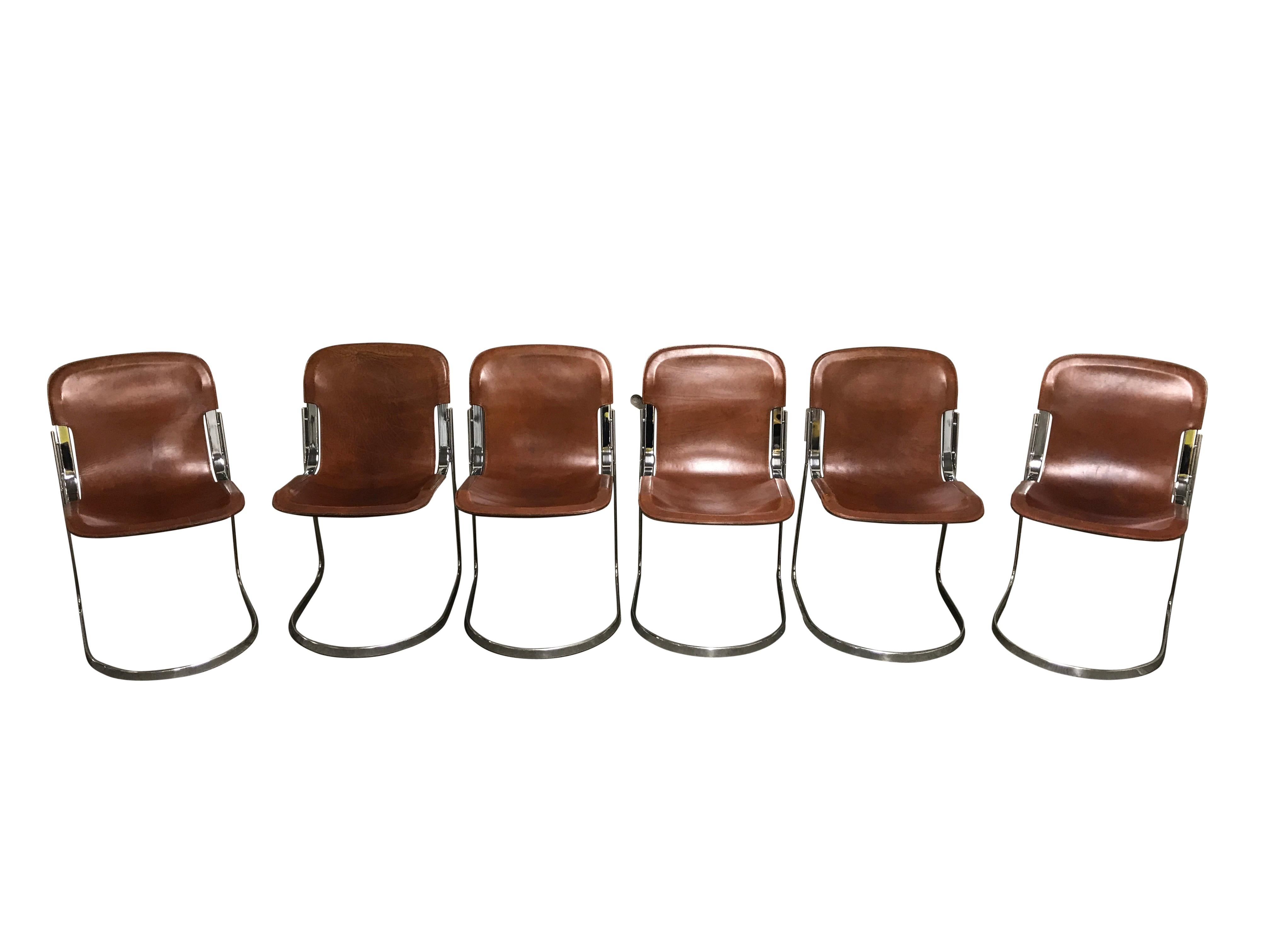Late 20th Century Vintage Dining Chairs by Willy Rizzo for Cidue Set of 6, 1970s
