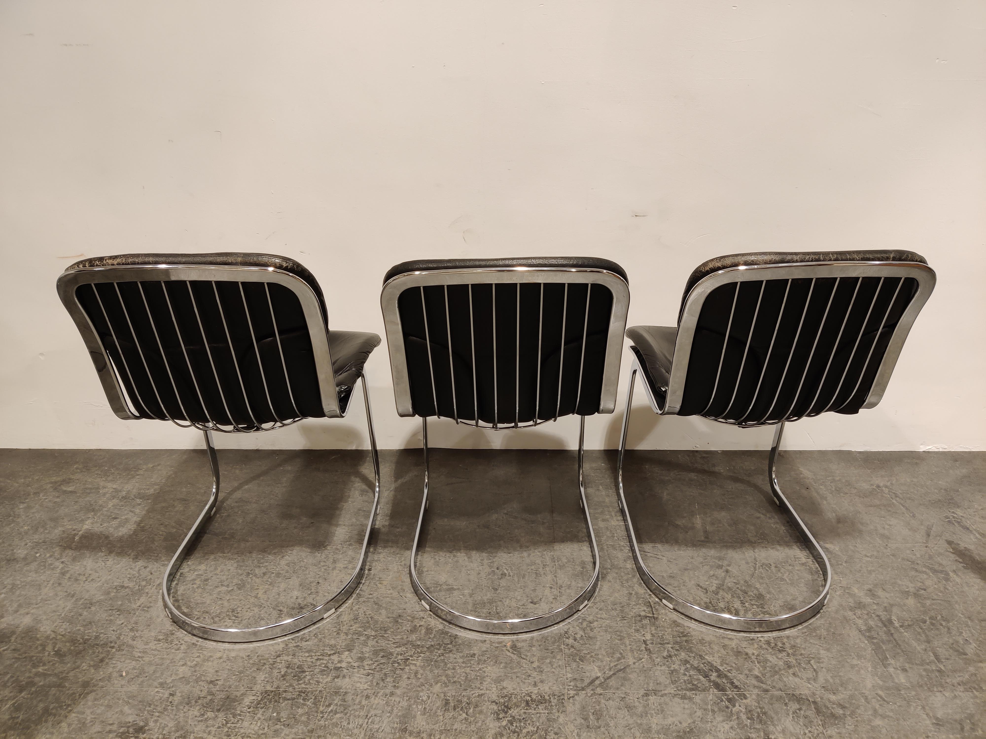 Late 20th Century Vintage Dining Chairs by Willy Rizzo for Cidue Set of 6, 1970s