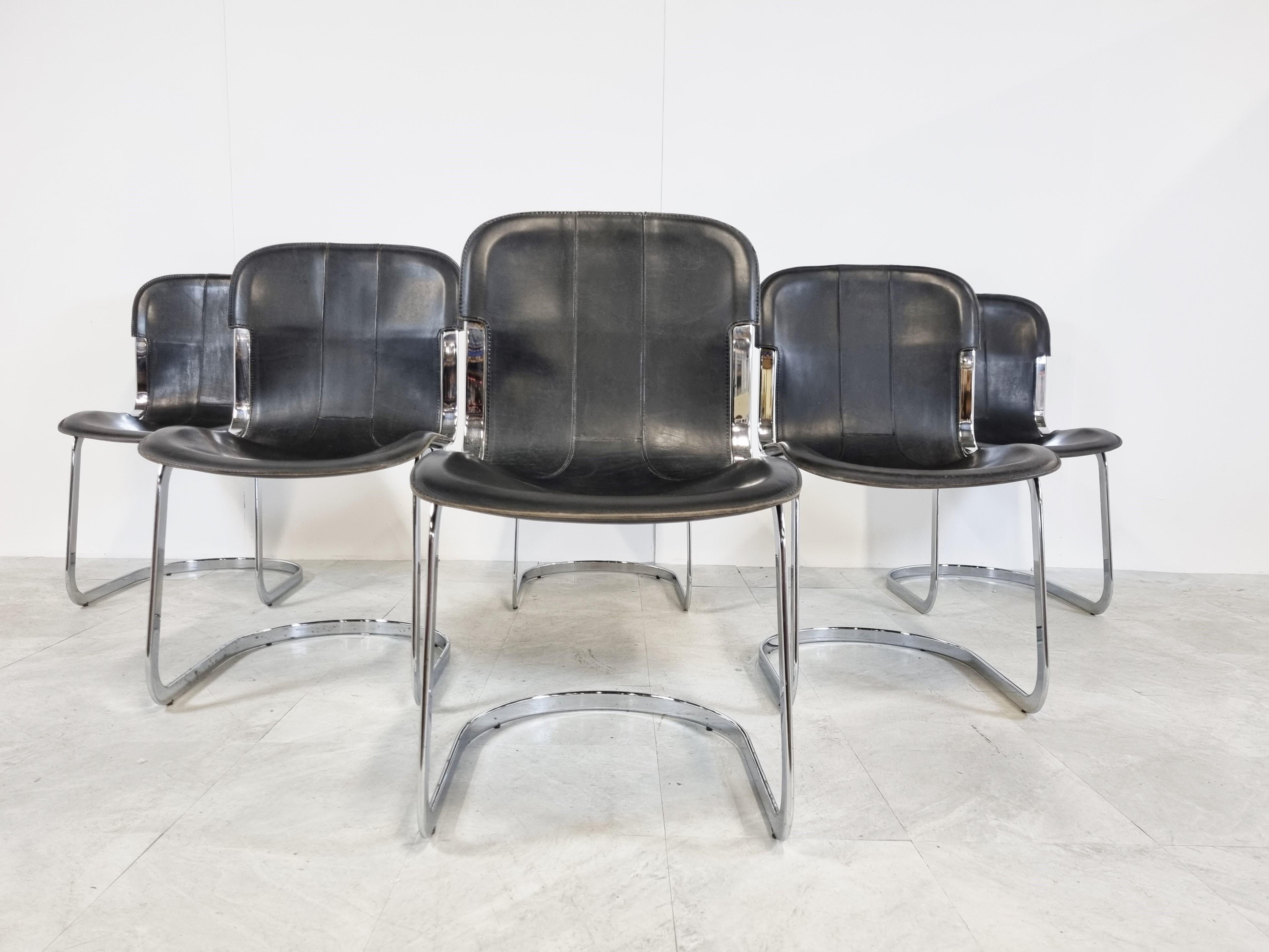 Late 20th Century Vintage Dining Chairs by Willy Rizzo for Cidue Set of 6, 1970s