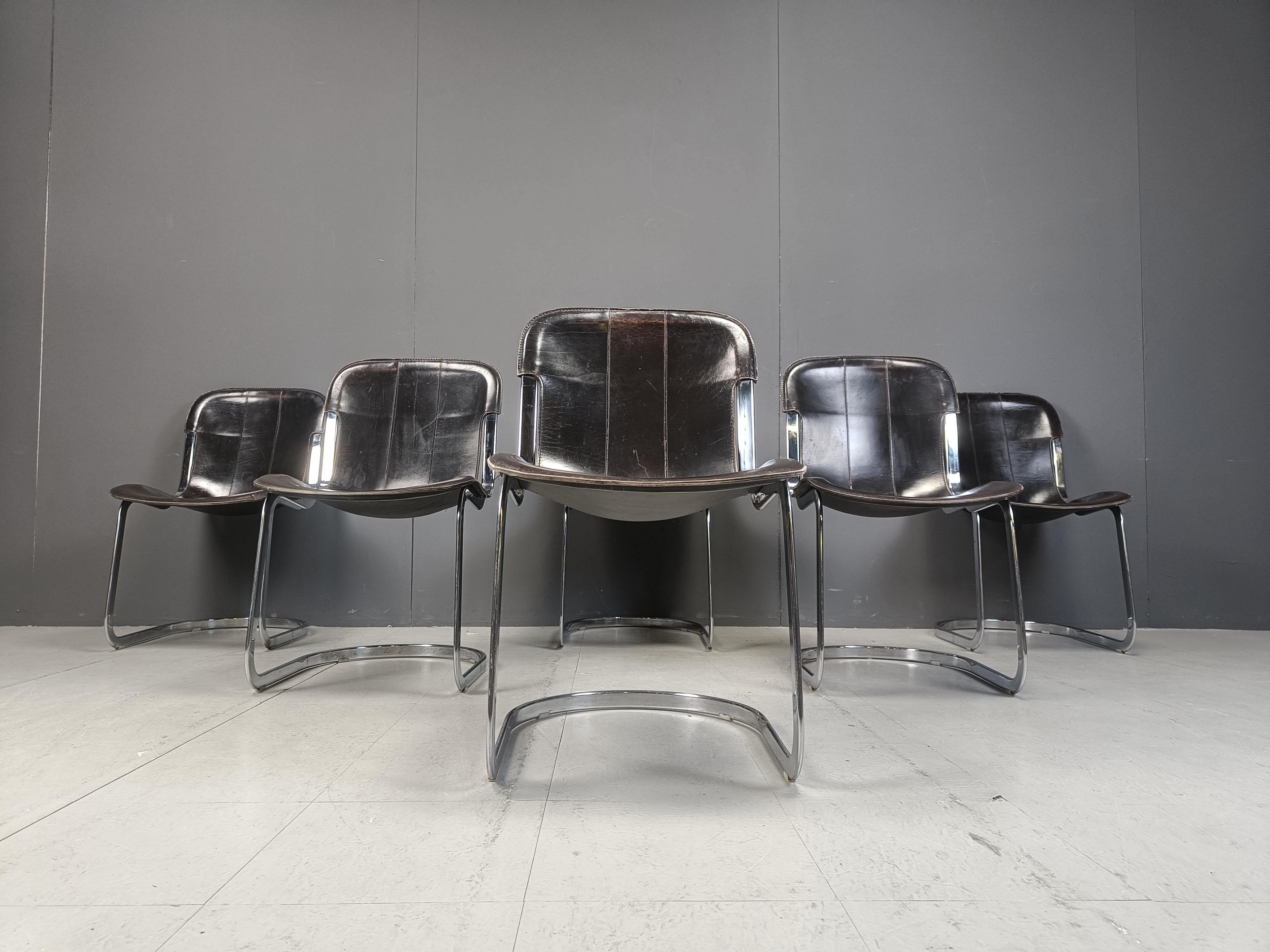 Late 20th Century Vintage dining chairs by Willy Rizzo for cidue set of 6, 1970s