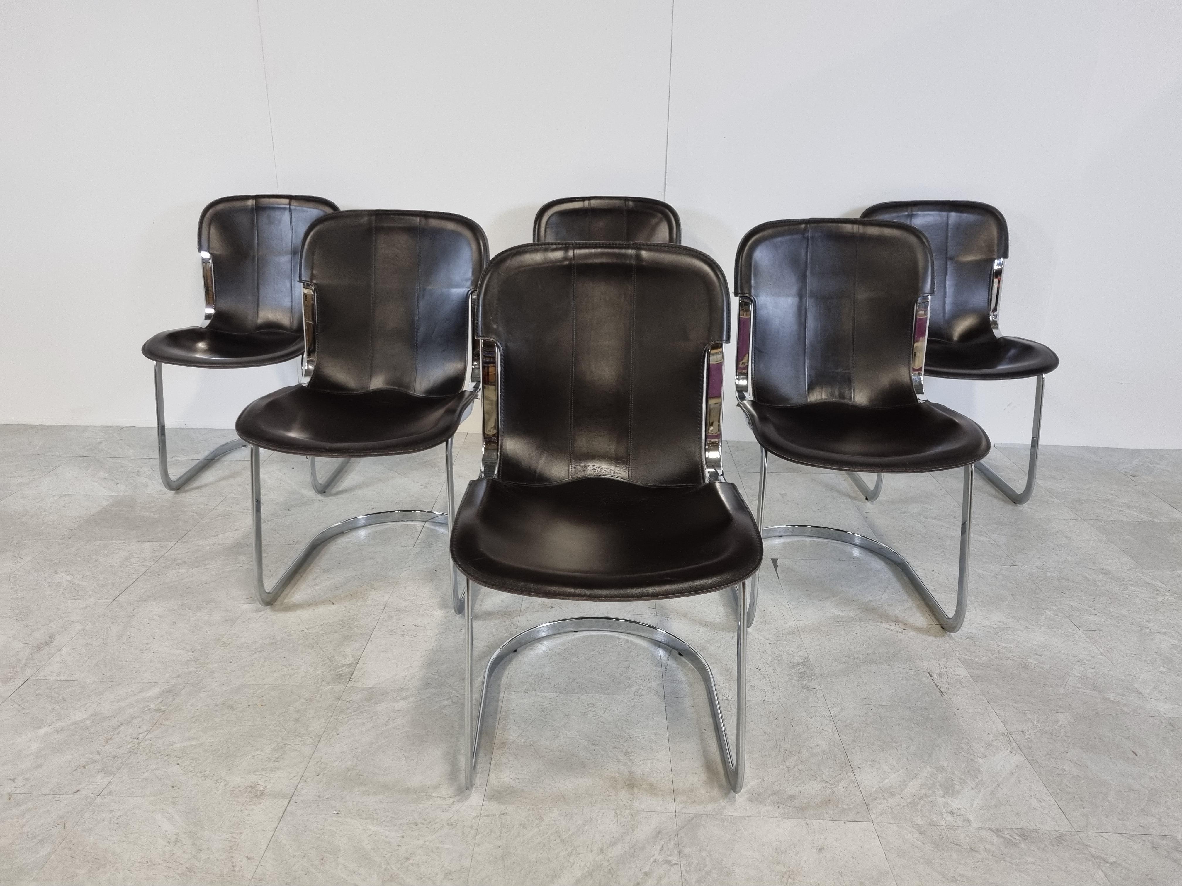 Chrome Vintage Dining Chairs by Willy Rizzo for Cidue Set of 6, 1970s