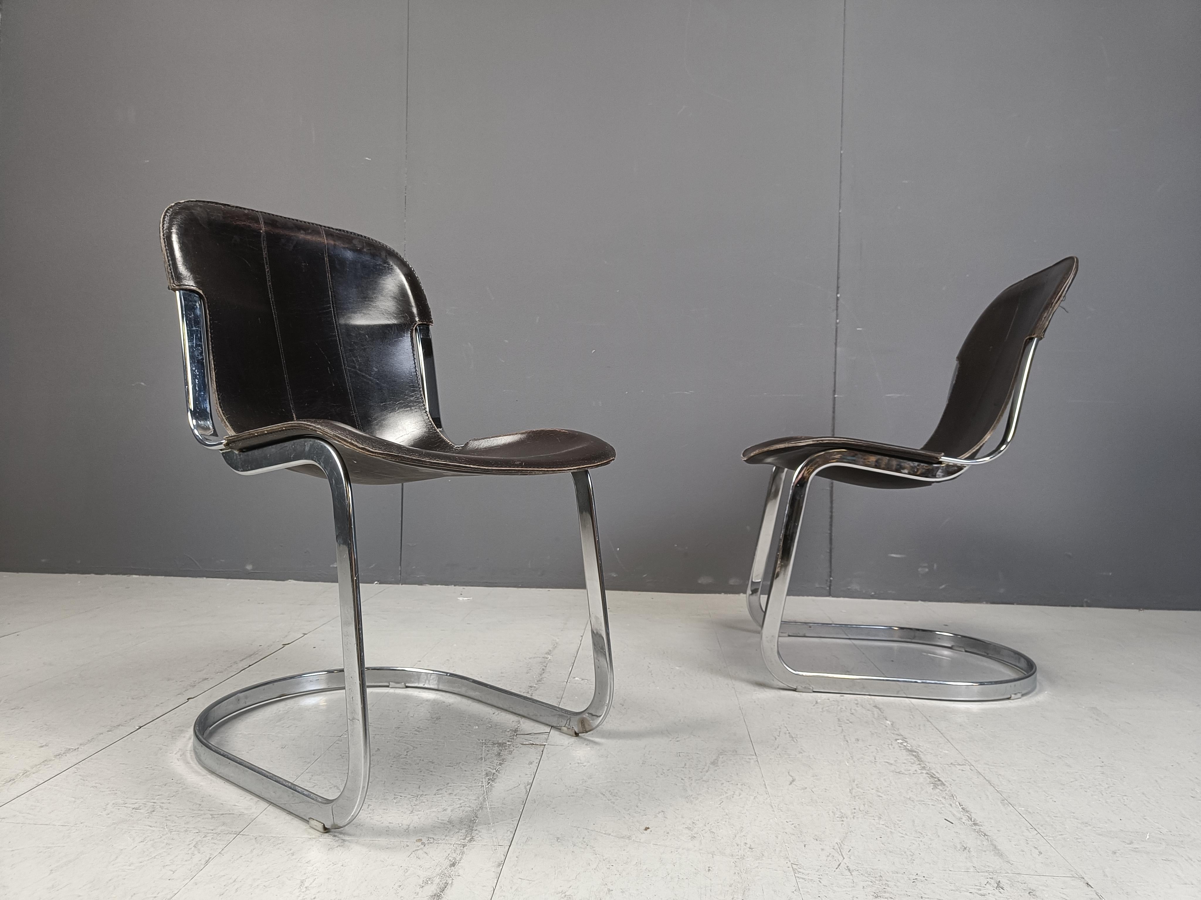 Vintage dining chairs by Willy Rizzo for cidue set of 6, 1970s 2