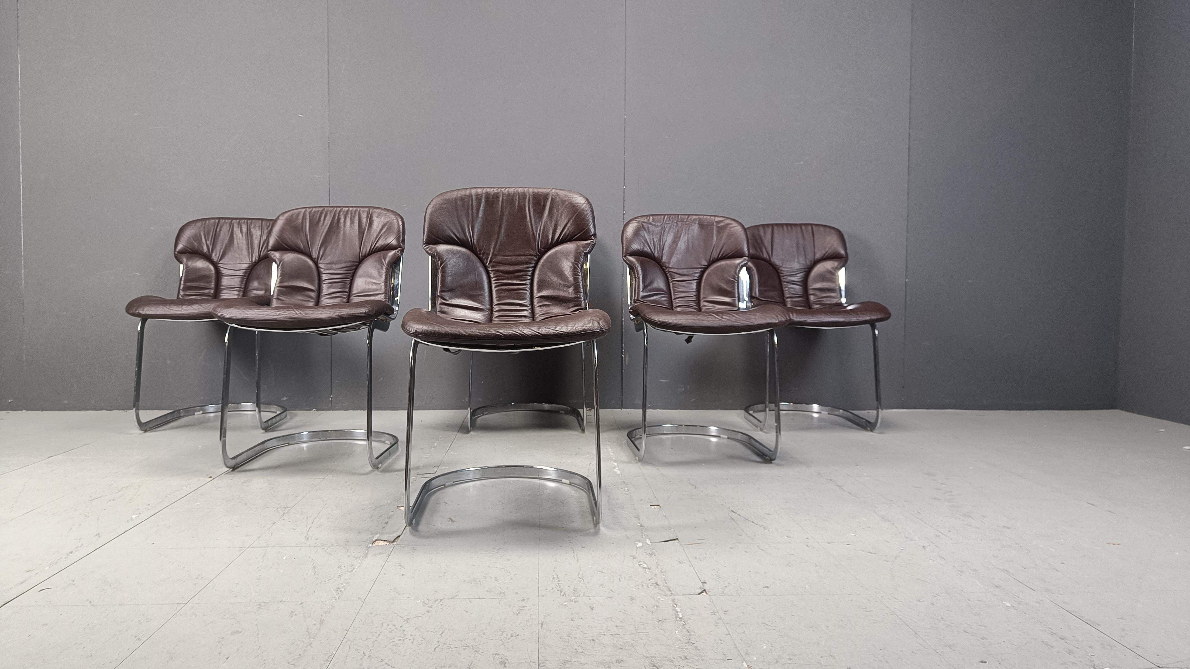 Vintage dining chairs by Willy Rizzo for cidue set of 6, 1970s 2