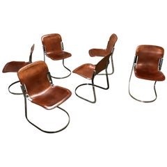 Vintage Dining Chairs by Willy Rizzo for Cidue Set of 6, 1970s