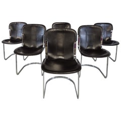Vintage Dining Chairs by Willy Rizzo for Cidue Set of 6, 1970s