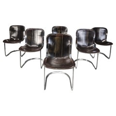 Vintage dining chairs by Willy Rizzo for cidue set of 6, 1970s