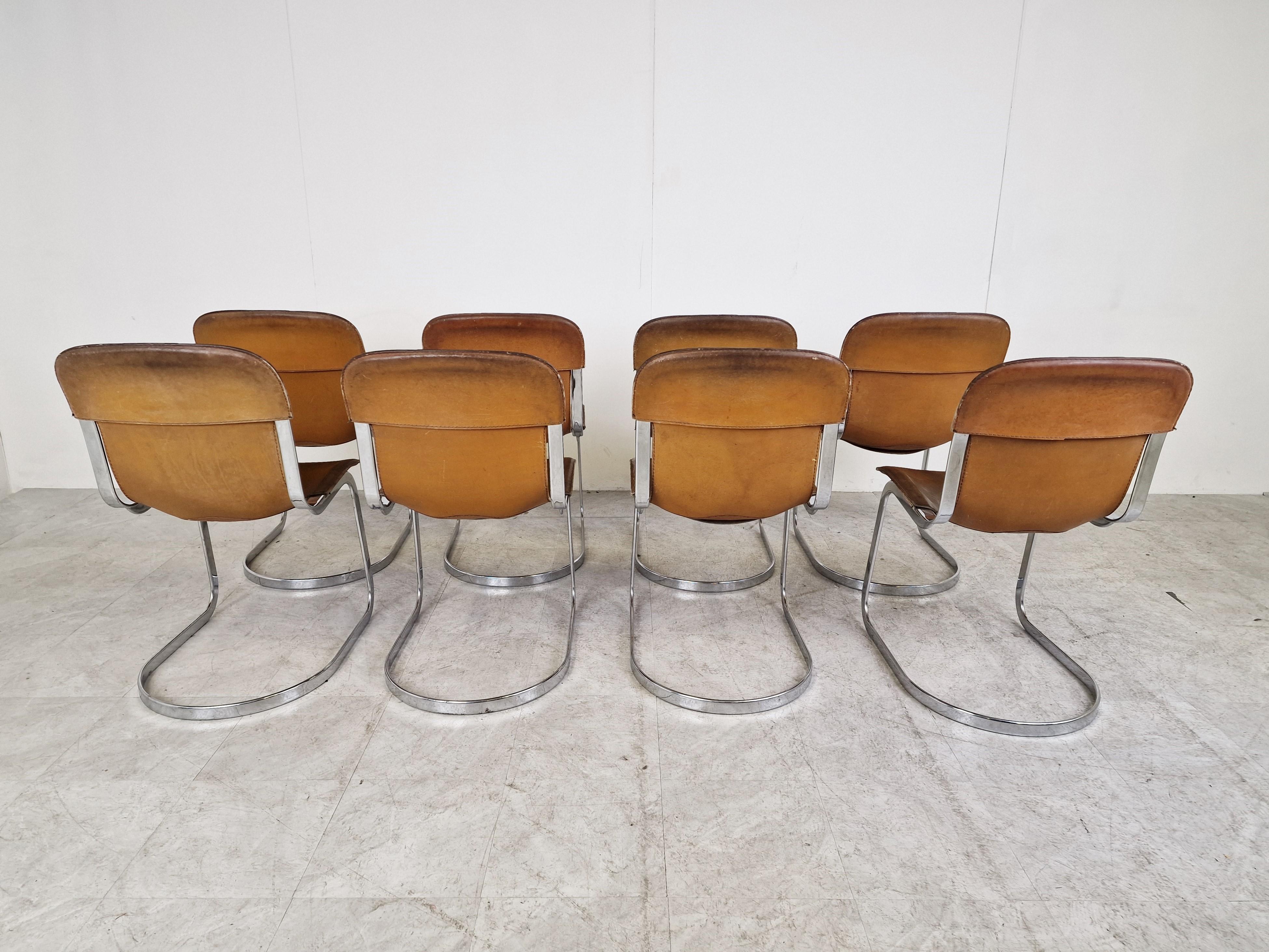 Vintage Dining Chairs by Willy Rizzo for Cidue Set of 8, 1970s 3