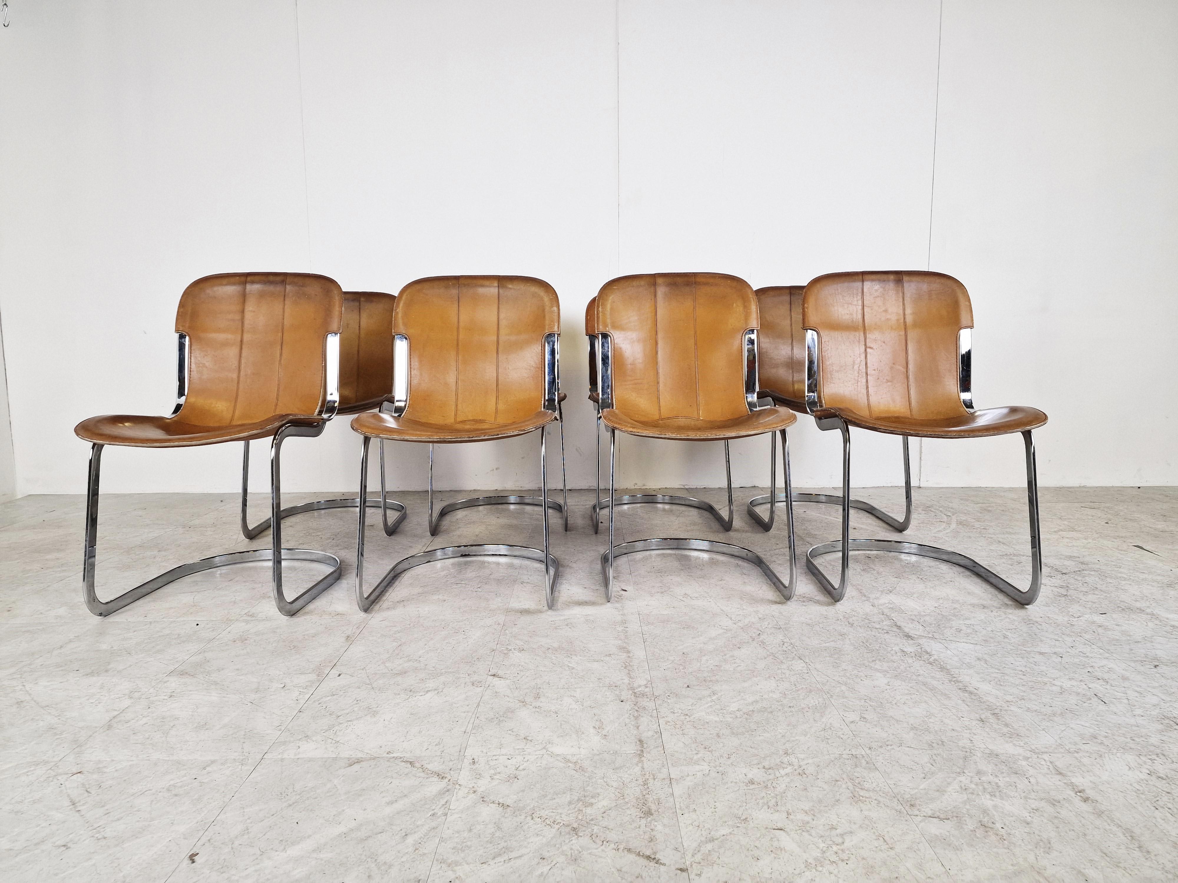 Vintage Dining Chairs by Willy Rizzo for Cidue Set of 8, 1970s In Good Condition In HEVERLEE, BE