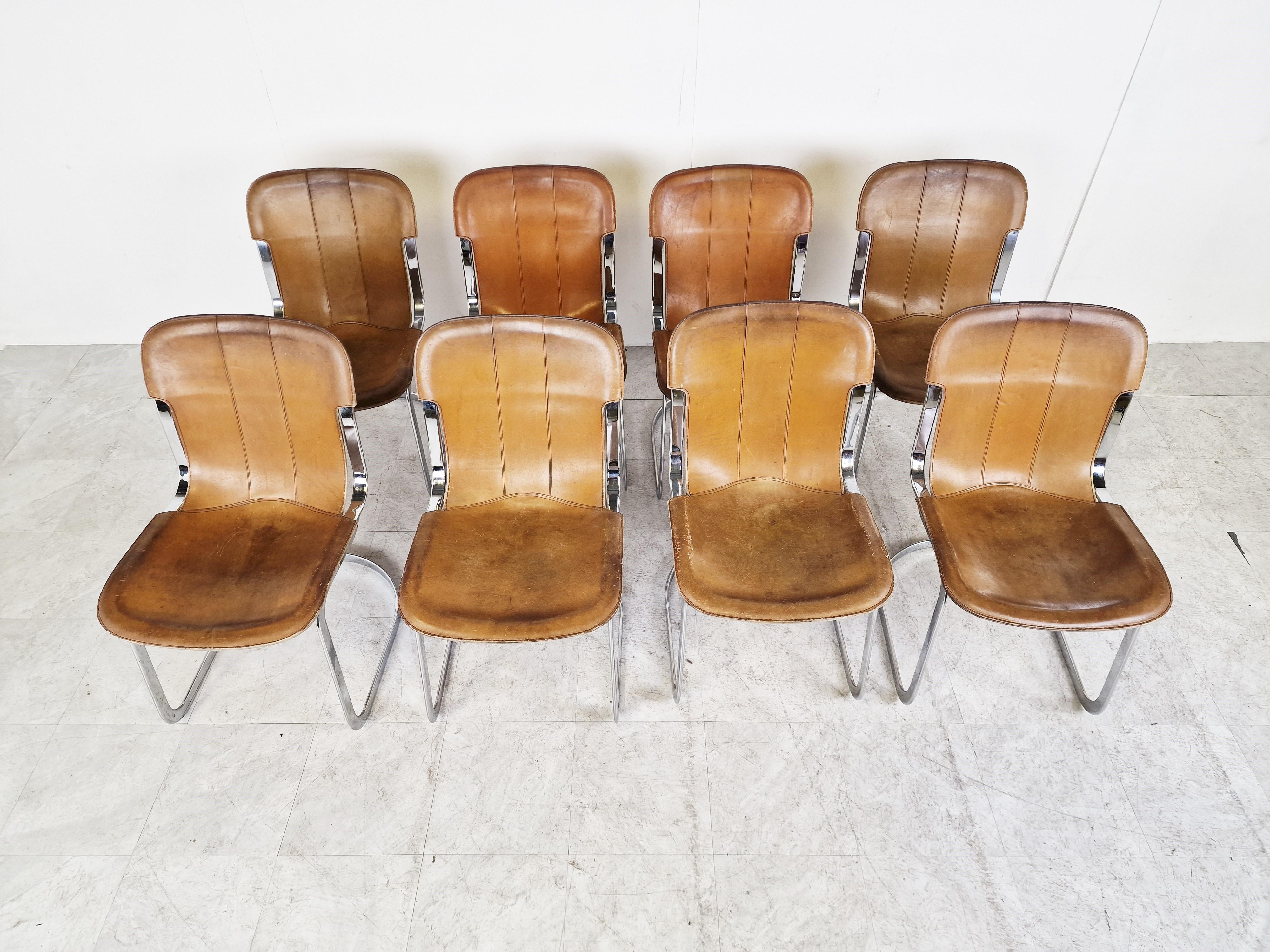 Late 20th Century Vintage Dining Chairs by Willy Rizzo for Cidue Set of 8, 1970s