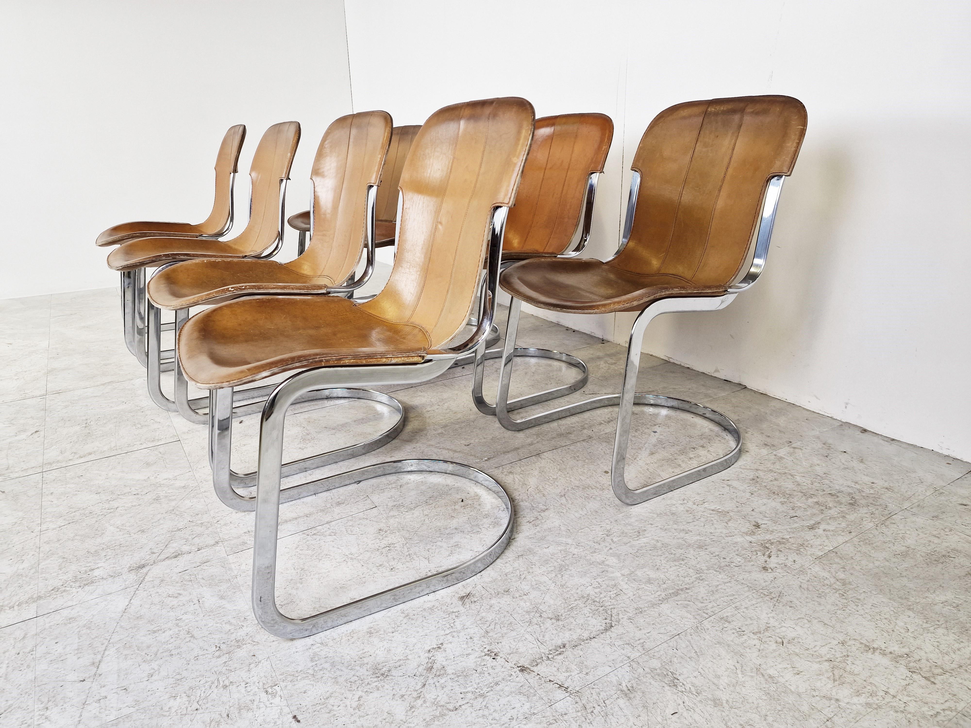 Vintage Dining Chairs by Willy Rizzo for Cidue Set of 8, 1970s 1
