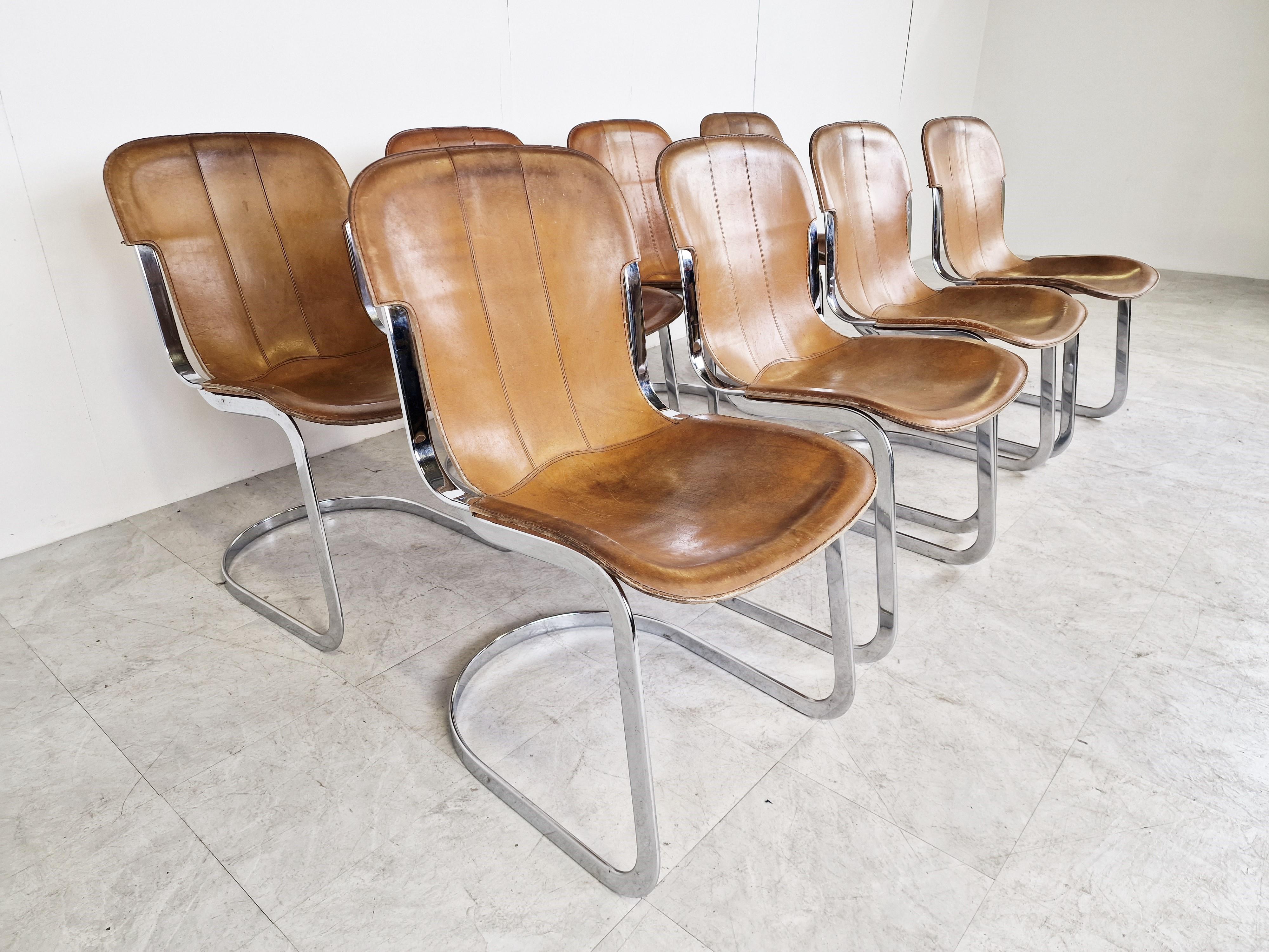 Vintage Dining Chairs by Willy Rizzo for Cidue Set of 8, 1970s 2