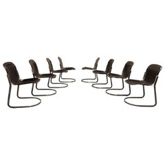 Vintage Dining Chairs by Willy Rizzo for Cidue Set of 8, 1970s