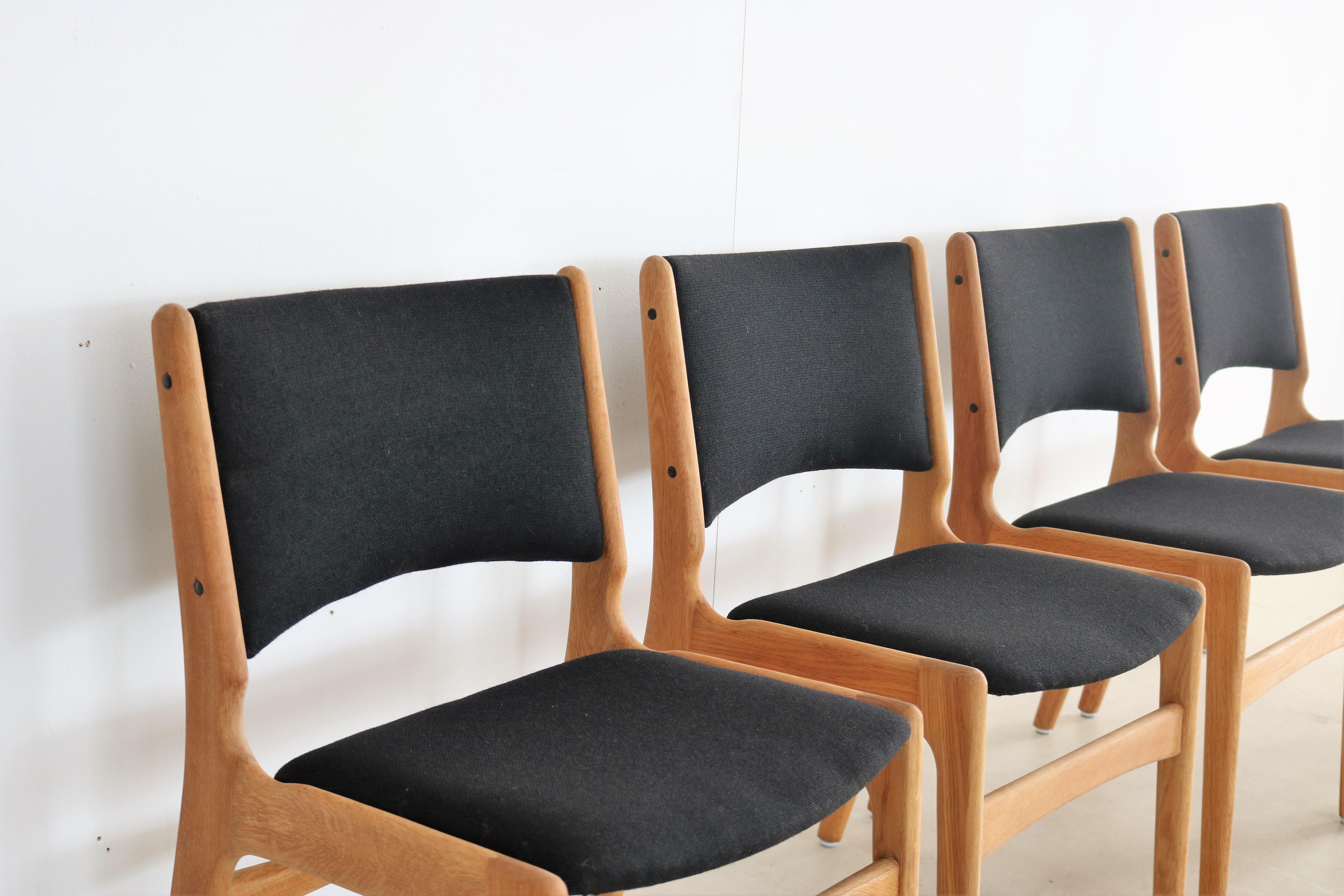 Fabric vintage dining chairs  chairs  1960s  oak For Sale