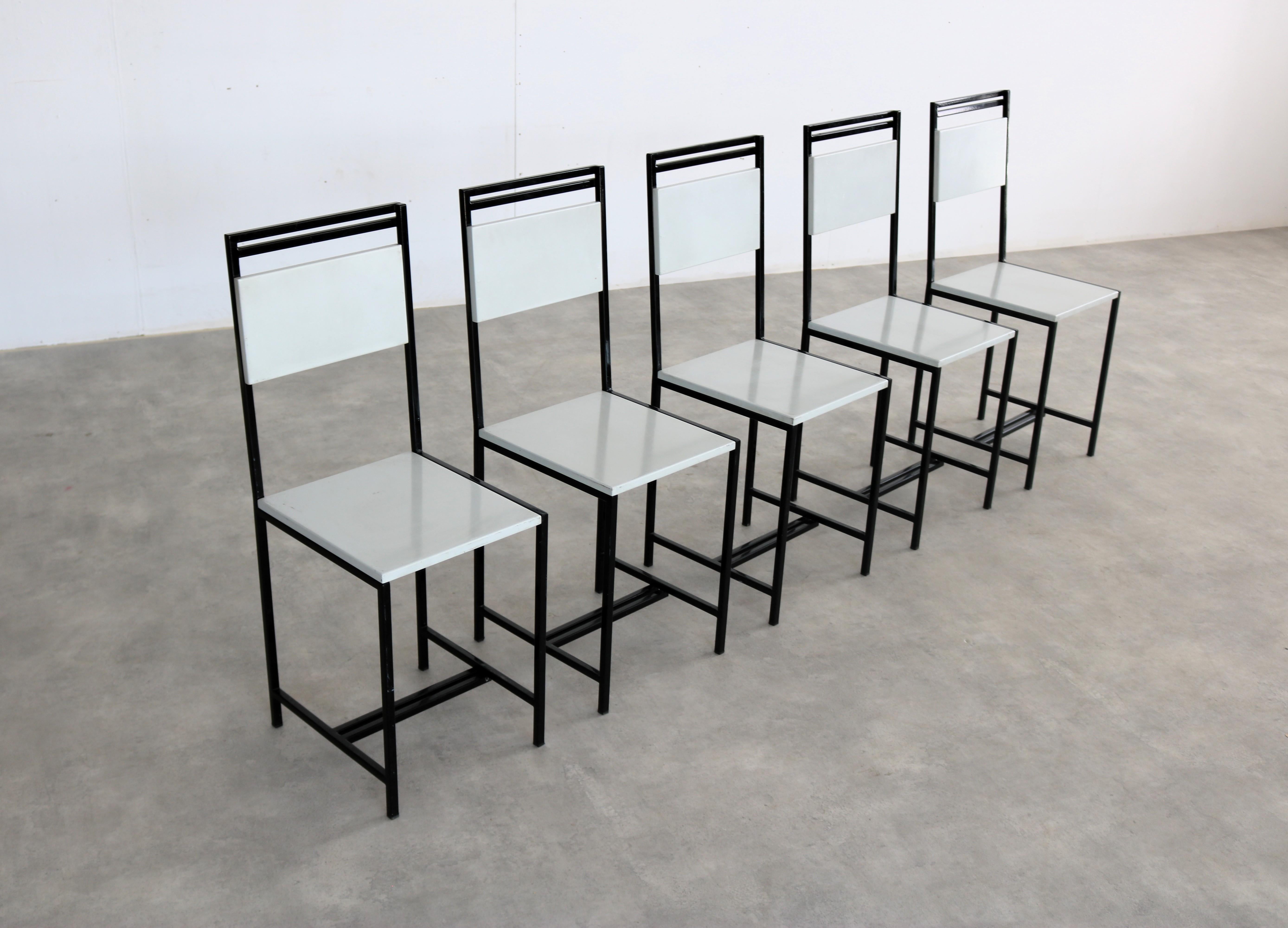 Metal vintage dining chairs  chairs  1960s  set of 5 For Sale