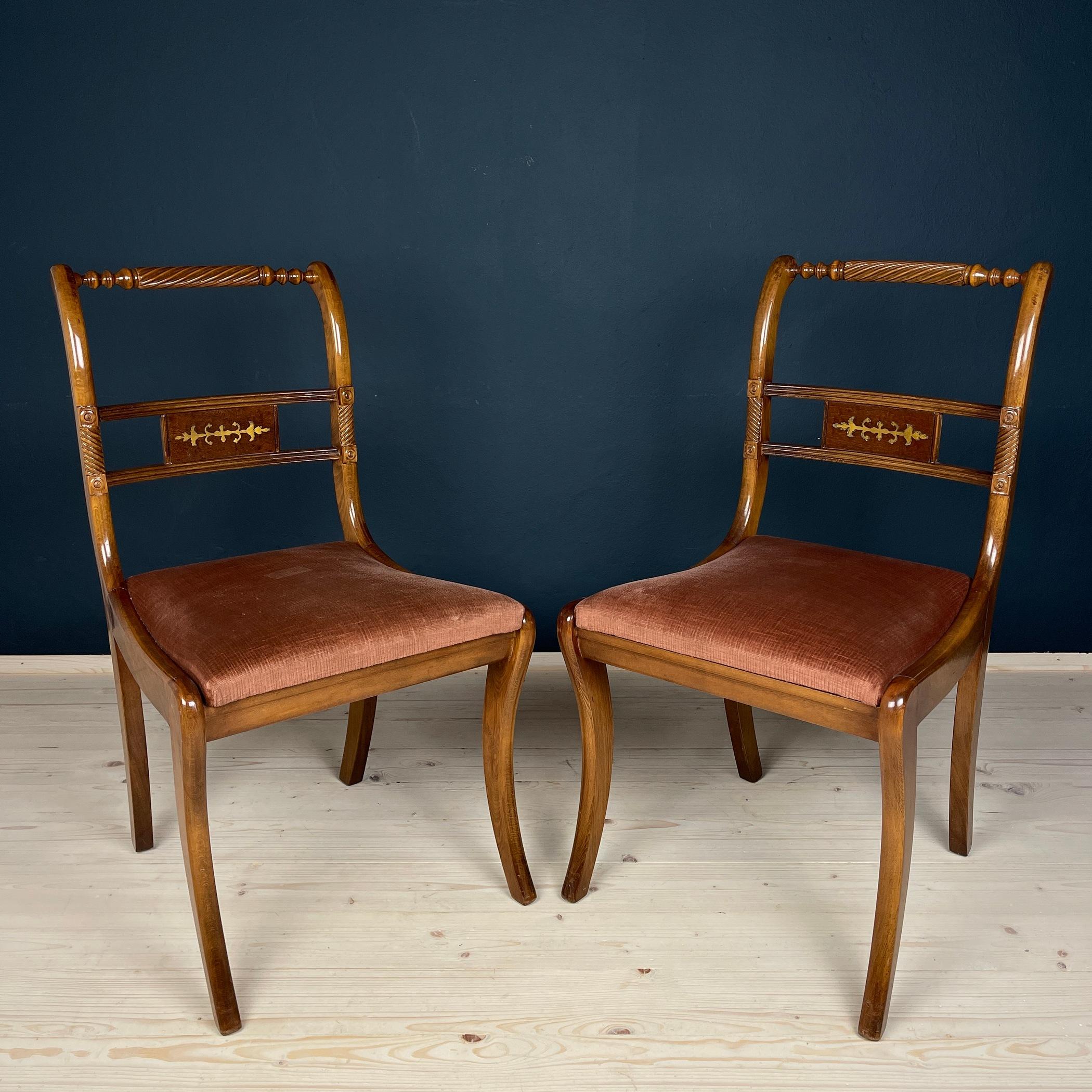 Mid-Century Modern Vintage dining chairs, Italy 1960s Set of 2 For Sale