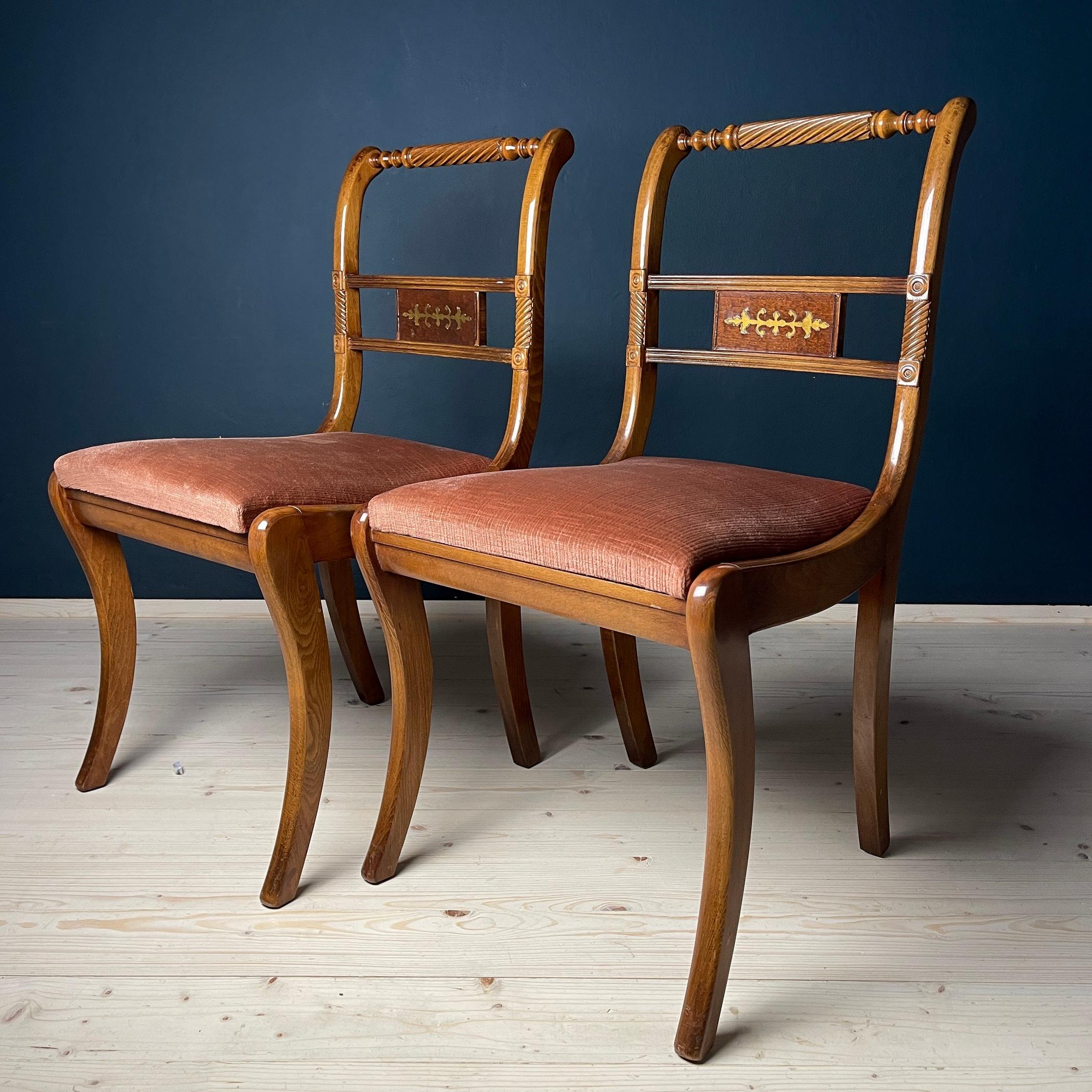 Wood Vintage dining chairs, Italy 1960s Set of 2 For Sale