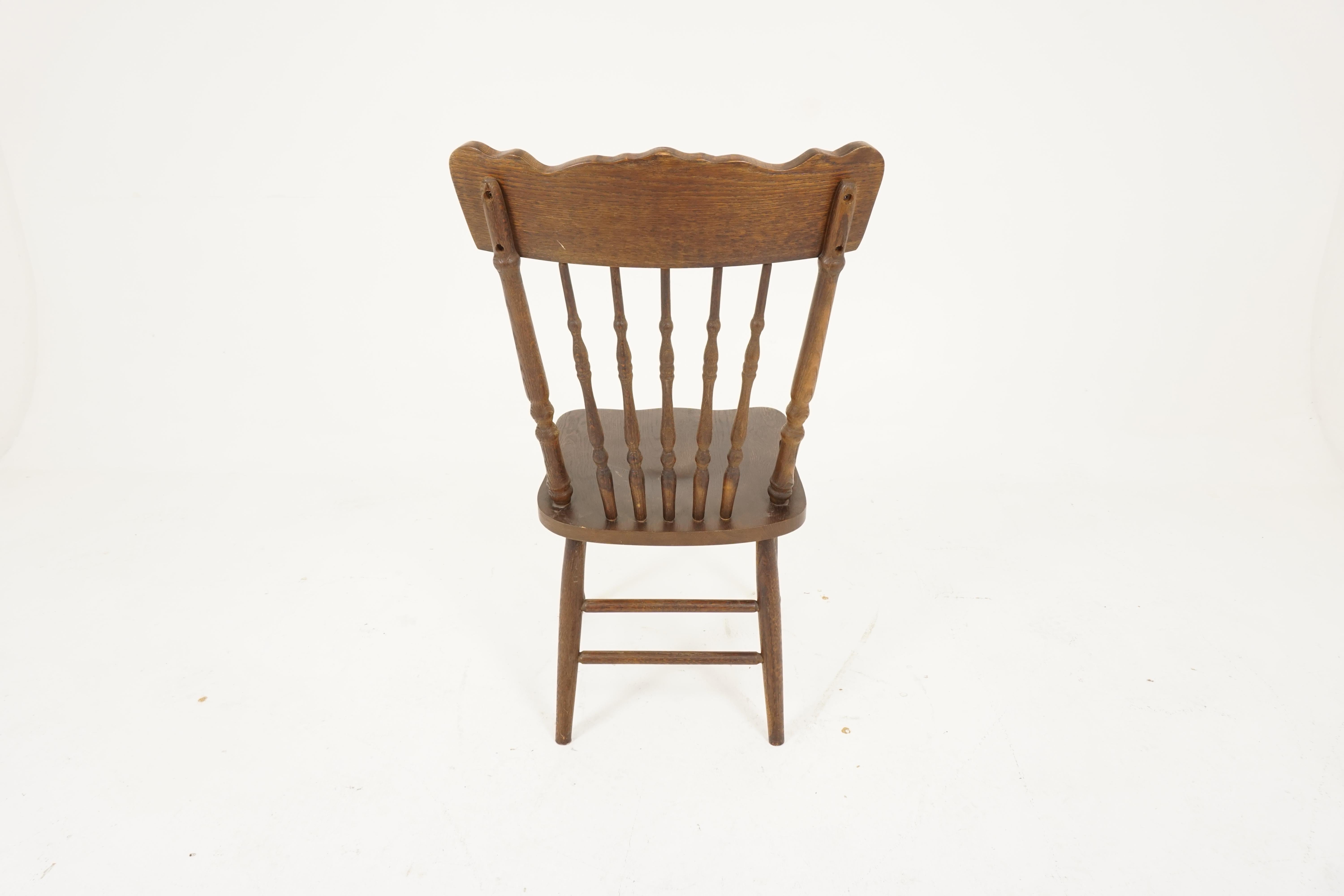 Mid-20th Century Vintage Dining Chairs, Set of 4, Oak, Press Back, Canada 1950, B2795