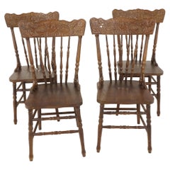 Vintage Dining Chairs, Set of 4, Oak, Press Back, Canada 1950, B2795