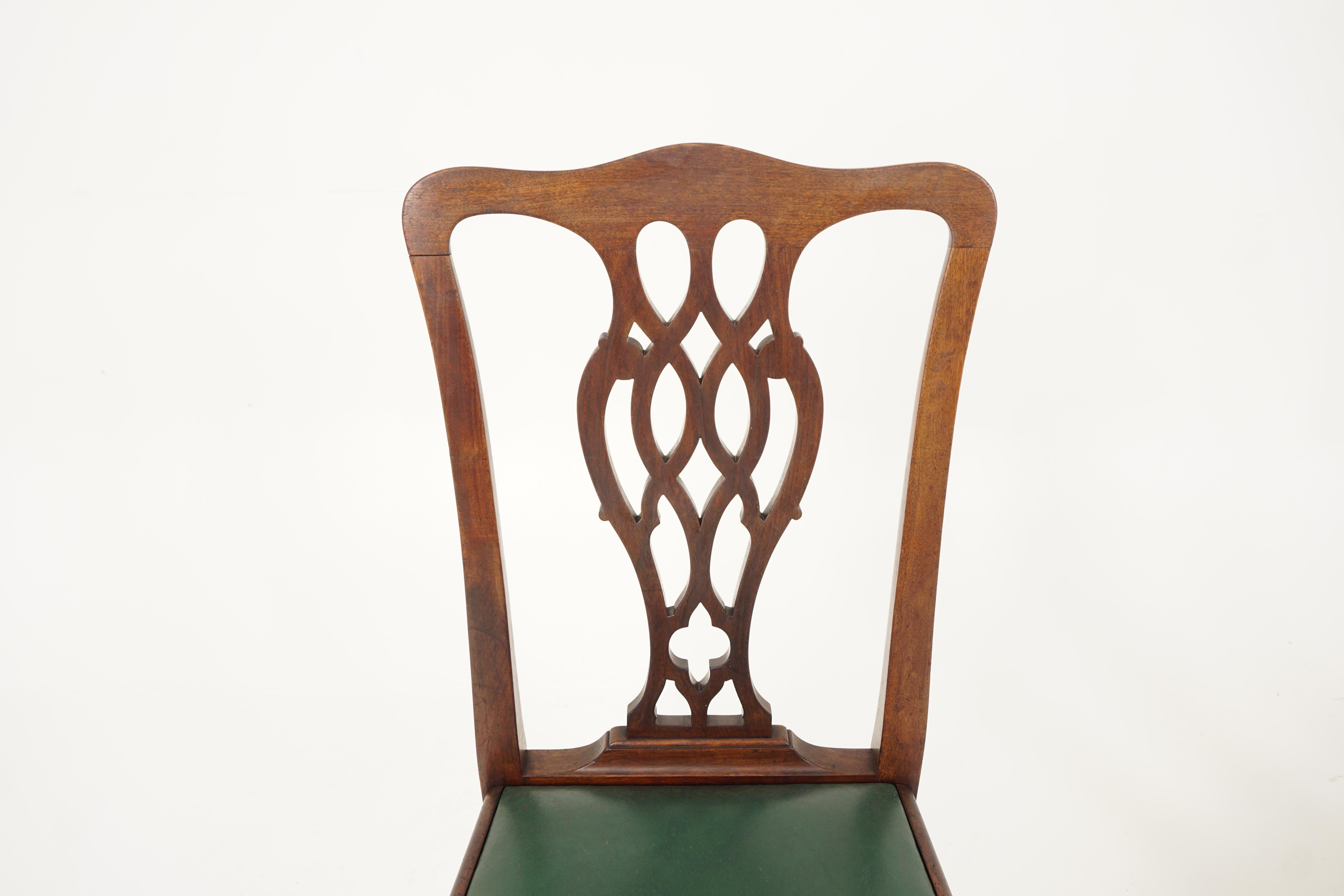 Hand-Crafted Vintage Dining Chairs, Set of 6, Walnut, Chippendale Style, Scotland 1920, H142