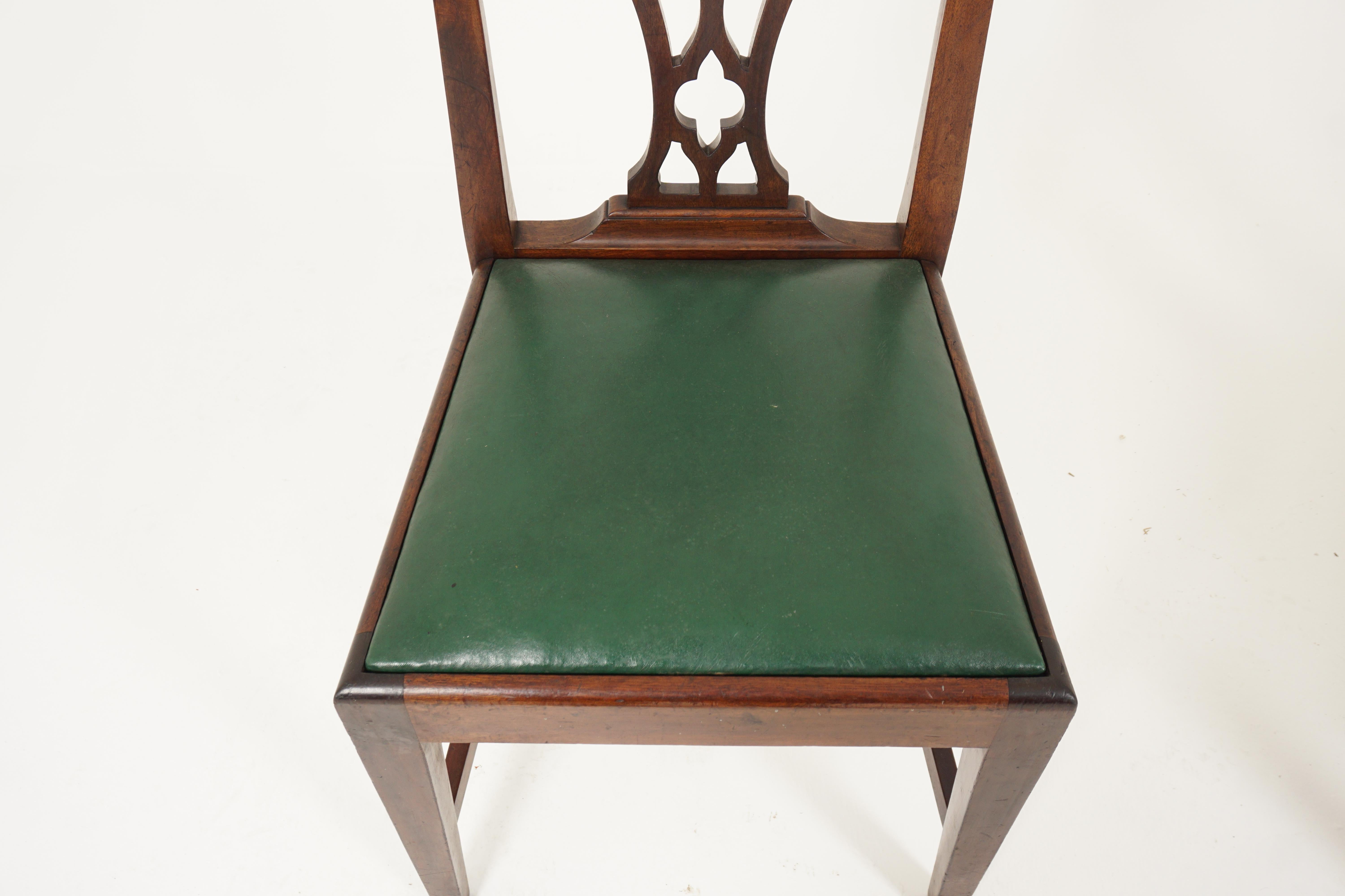 Vintage Dining Chairs, Set of 6, Walnut, Chippendale Style, Scotland 1920, H142 In Good Condition In Vancouver, BC