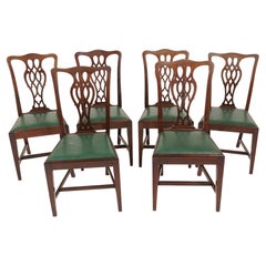 Vintage Dining Chairs, Set of 6, Walnut, Chippendale Style, Scotland 1920, B2244
