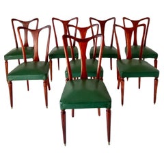 Ensemble de huit chaises de salle à manger italiennes vintage, Guglielmo Ulrich