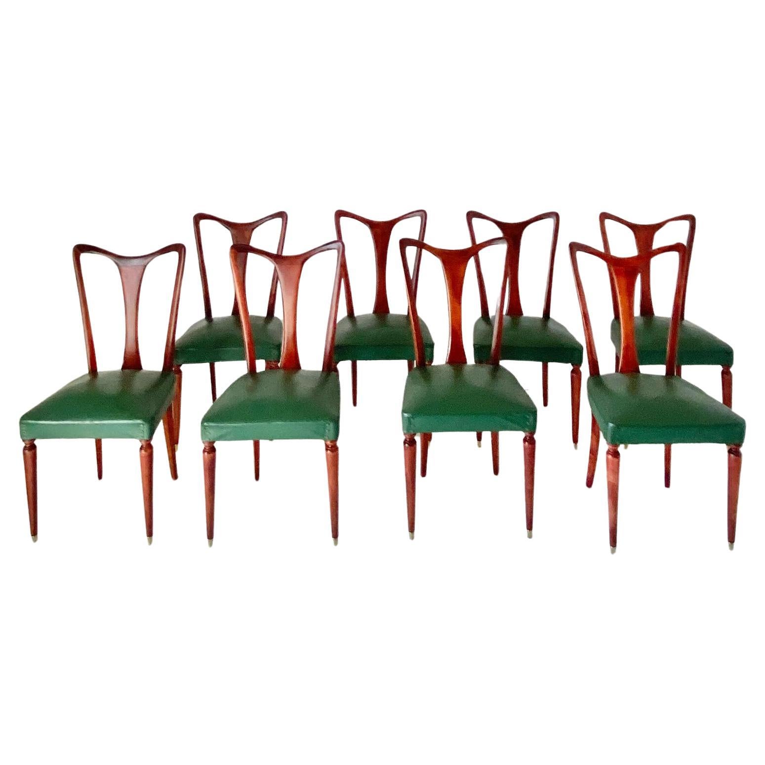 Vintage Dining Chairs, Set of Eight, Guglielmo Ulrich, Italy, 1940s In Good Condition For Sale In Ceglie Messapica, IT