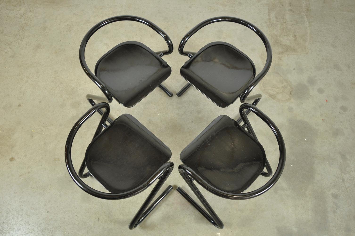 Vintage Dining Chairs/Stools by Lindau & Lindekrantz, Lammhults, 1970s, Set of 4 2