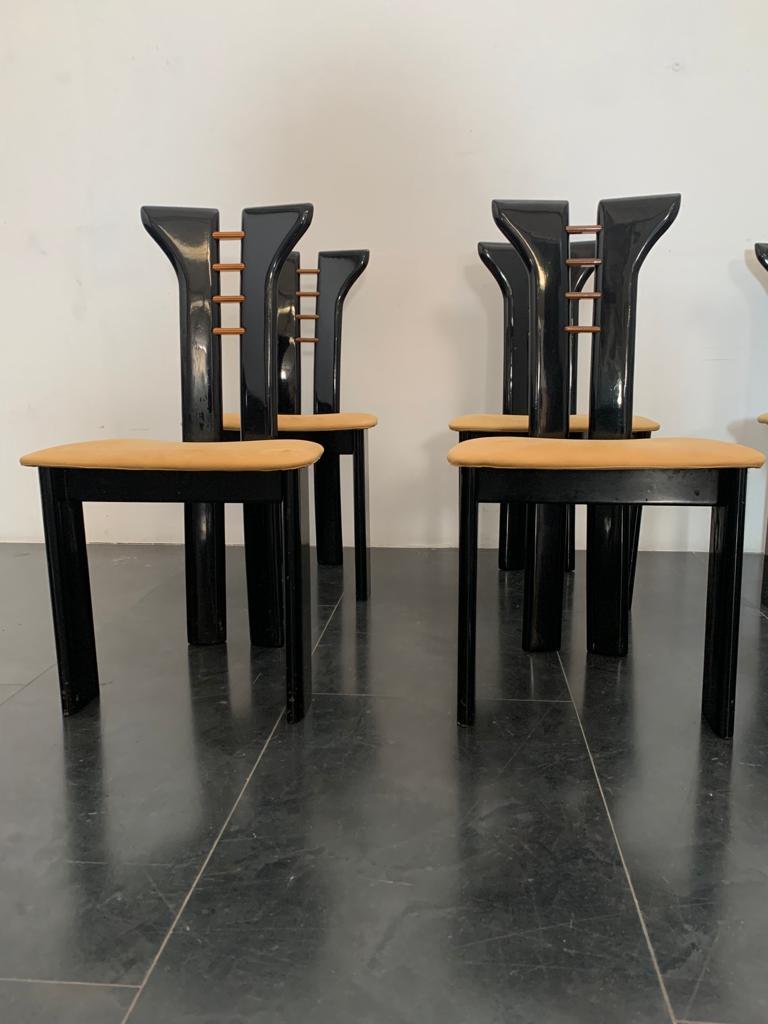 Vintage Dining Chairs with Leather Seats by Pierre Cardin for Roche Bobois, 1970 For Sale 7