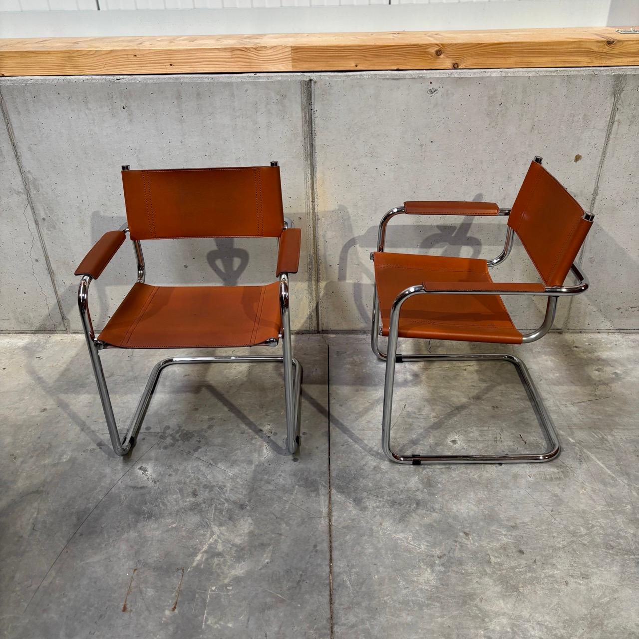 Italian Vintage dining room chairs  cantilever chairs 6 pieces  Designer Mart Stam, 70