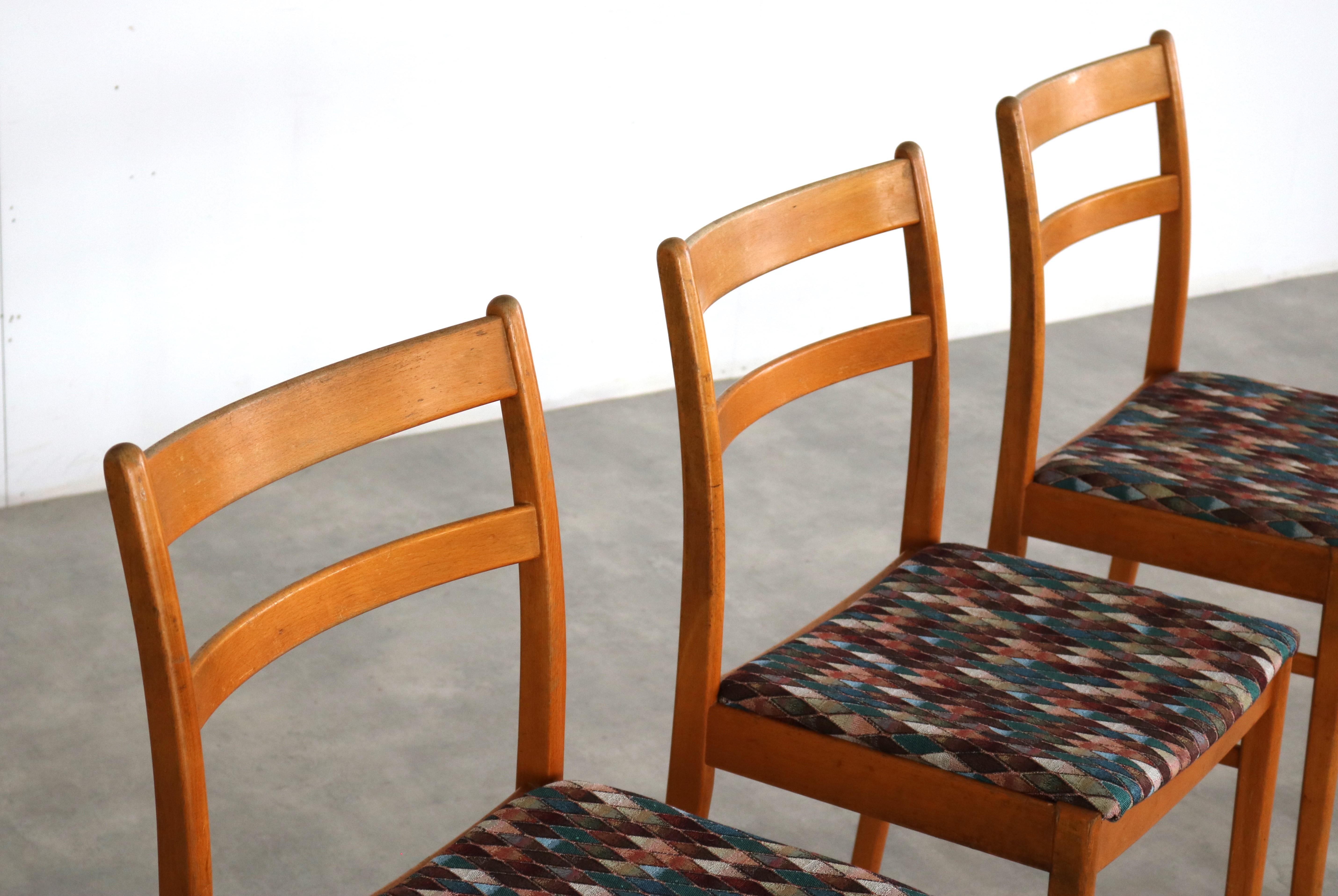 Fabric vintage dining room chairs  chairs  60s  Sweden For Sale