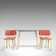 Vintage Dining Room Set, French, Steel, Table, Chairs, Art Deco, circa 1950