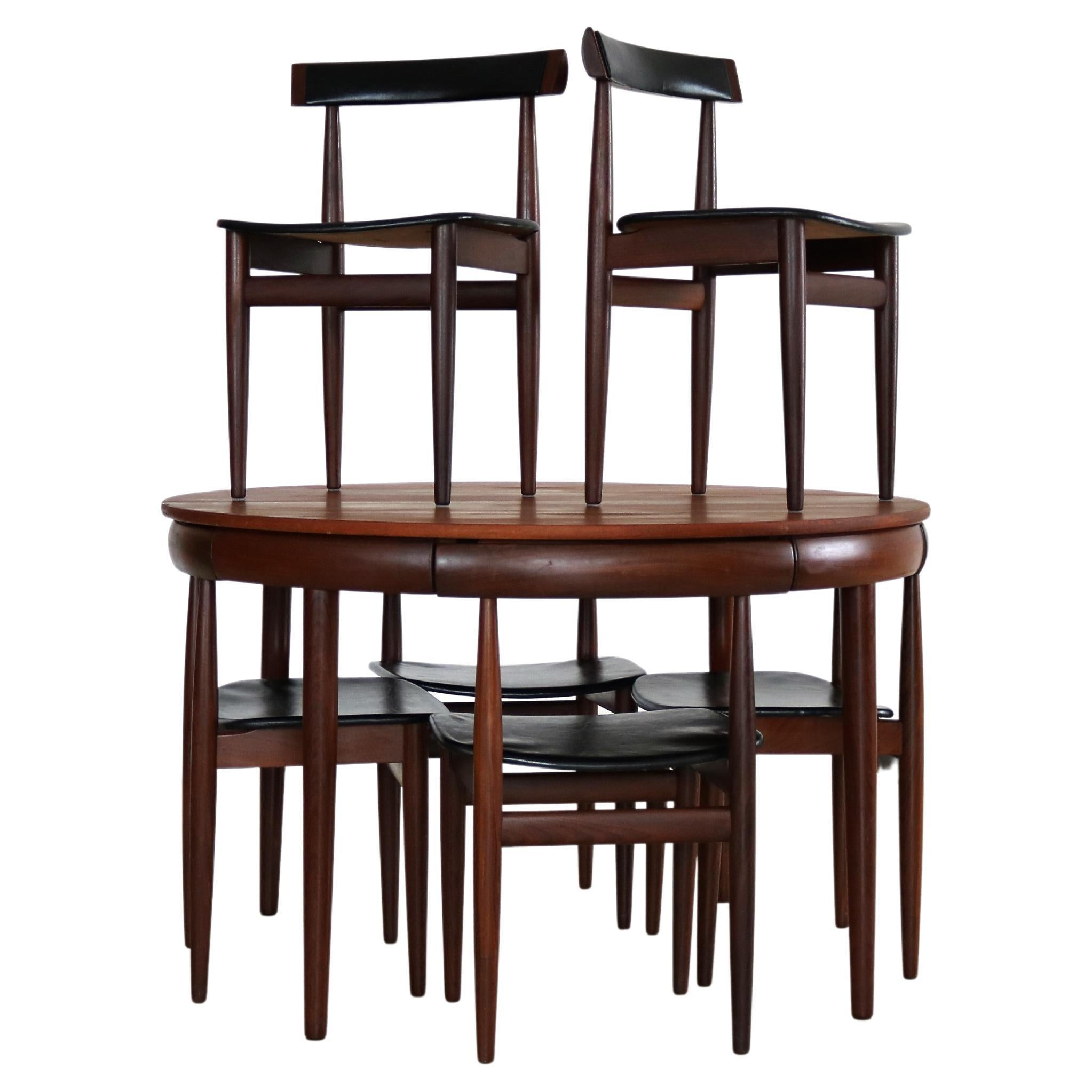 vintage dining room set  table  chairs  Frem Rojle  Danish design For Sale