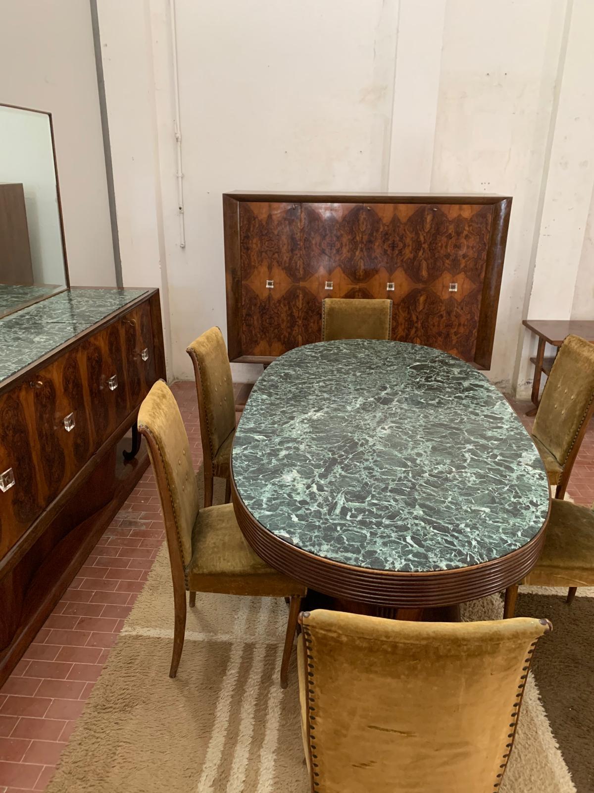 Art déco Ensemble de salle à manger vintage, 1940, lot de 10 en vente