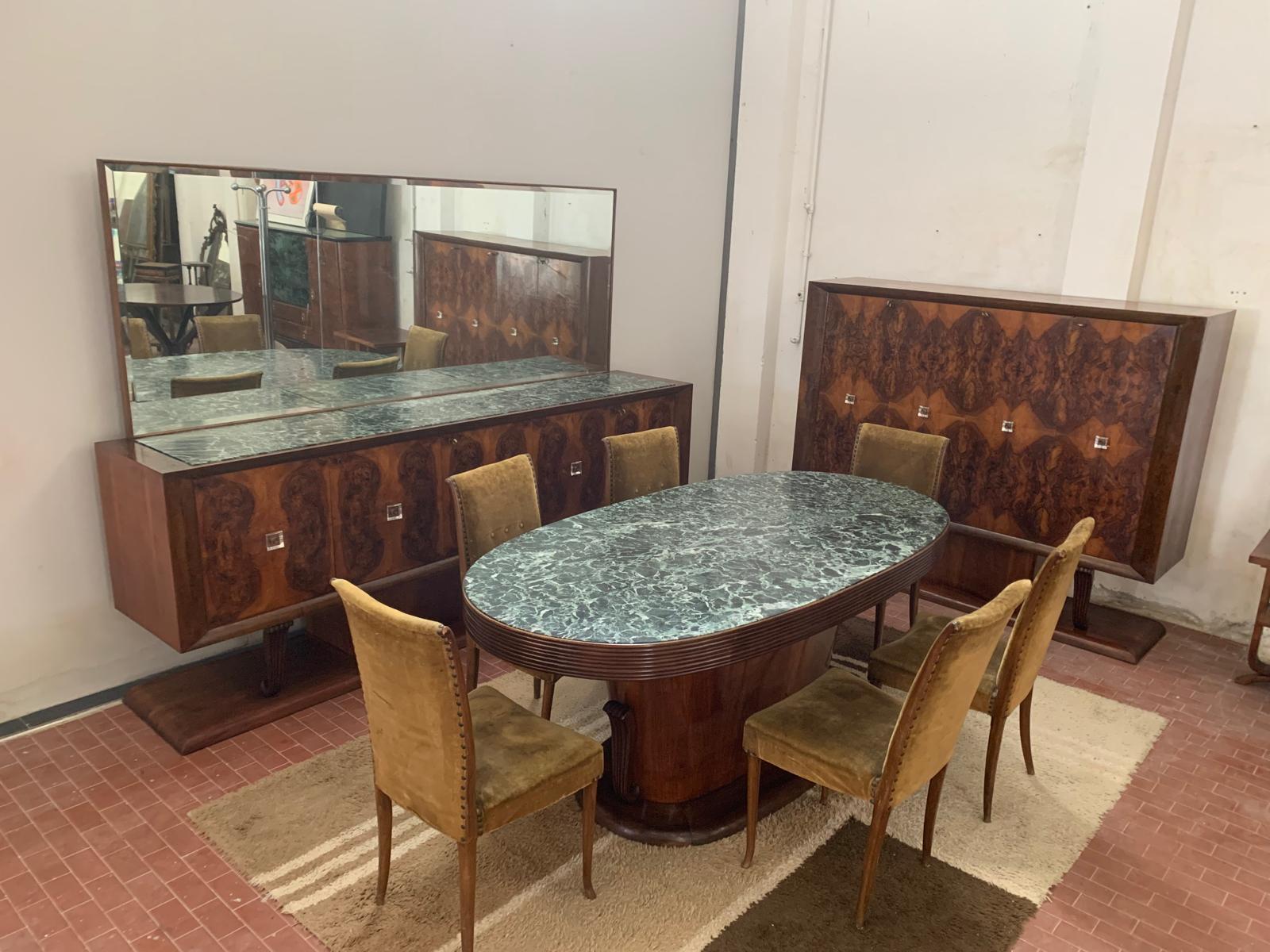 italien Ensemble de salle à manger vintage, 1940, lot de 10 en vente