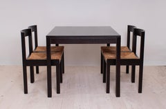 Vintage Dining Set, 4 Chairs, Extendable Dining Table, Rope Seating, 1970s
