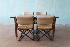 Vintage Dining Set After Cleo Baldon Cal Style Table With Brass Director Chairs