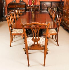 Vintage Dining Table & 10 Chippendale Chairs William Tillman 20th C