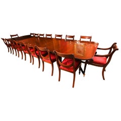 Vintage Dining Table by William Tillman & 16 Dining Chairs 20th C