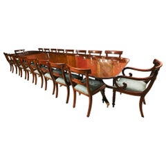 Vintage Dining Table by William Tillman & 18 Dining Chairs, 20th C